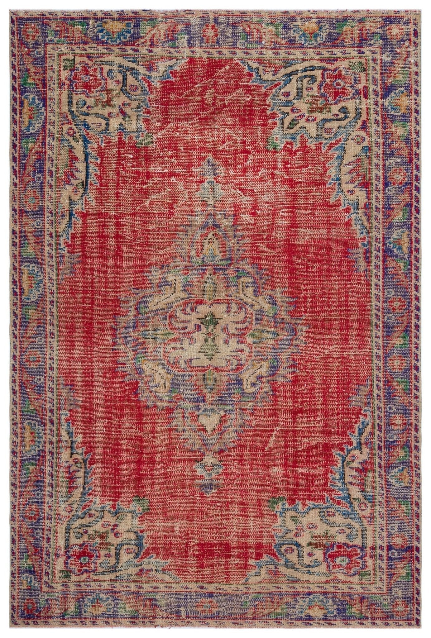 Atina 27962 Red Vintage Wool Handmade Area Rug 5'9" x 8'6"