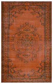 Atina 27965 Orange Vintage Wool Handmade Area Rug 5'6" x 8'11"