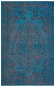 Atina 27982 Dark Blue Vintage Wool Handmade Area Rug 5'9" x 9'5"