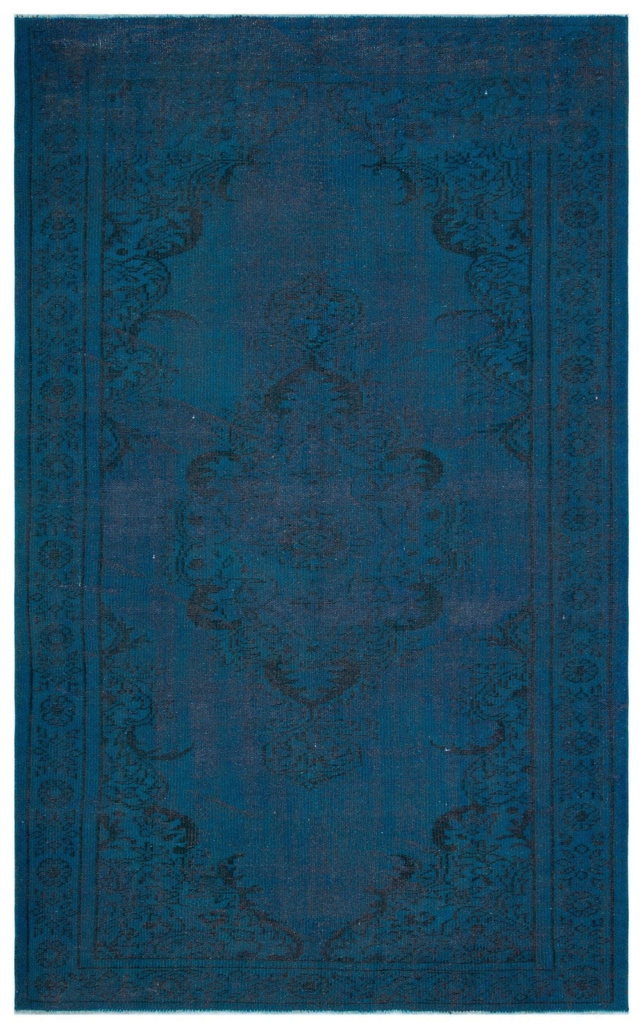 Atina 28054 Dark Blue Vintage Wool Handmade Area Rug 5'8" x 9'1"