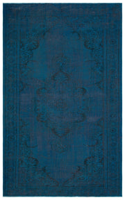 Atina 28054 Dark Blue Vintage Wool Handmade Area Rug 5'8" x 9'1"