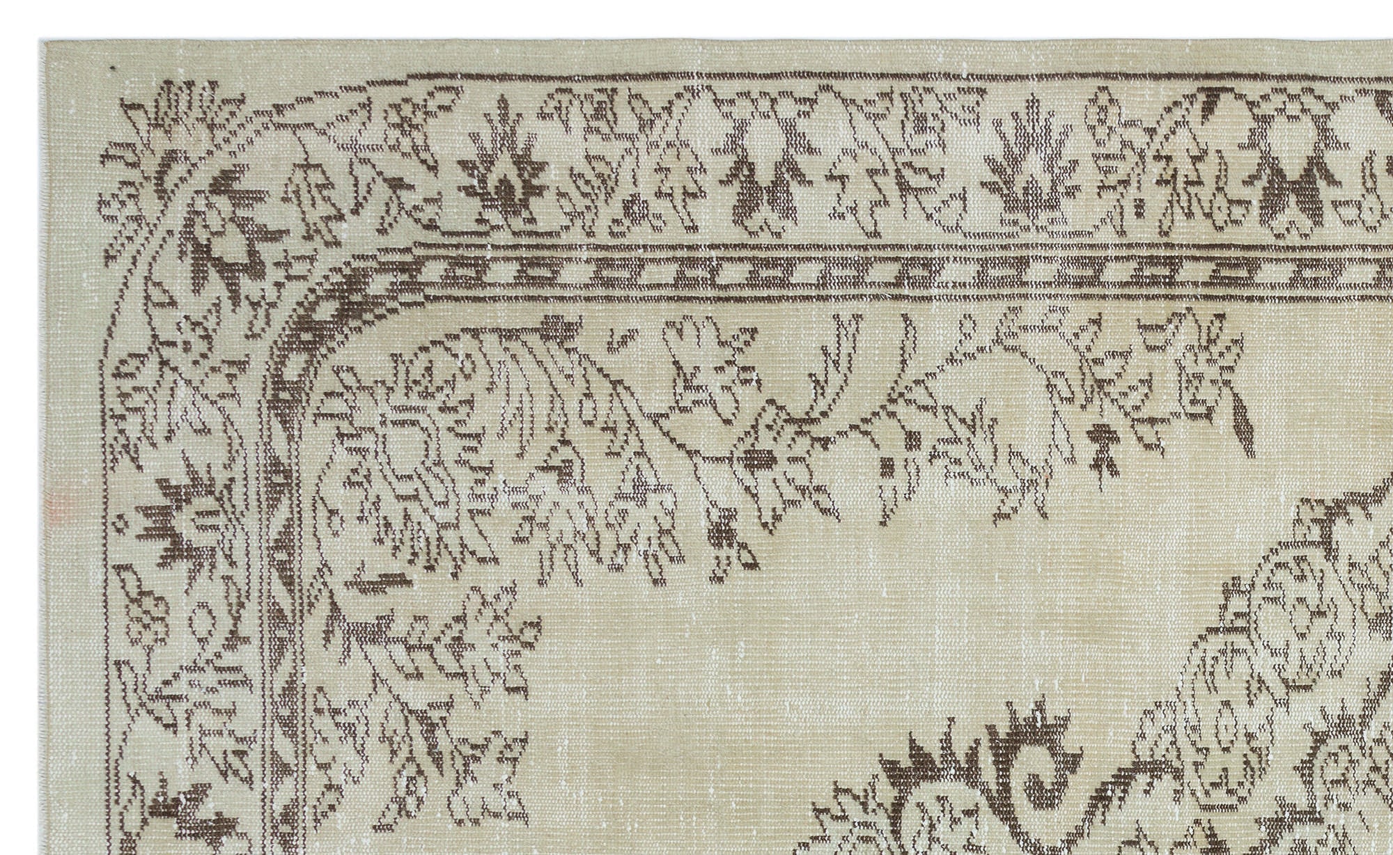 Atina 28074 Beige Vintage Wool Handmade Area Rug 5'6" x 9'1"