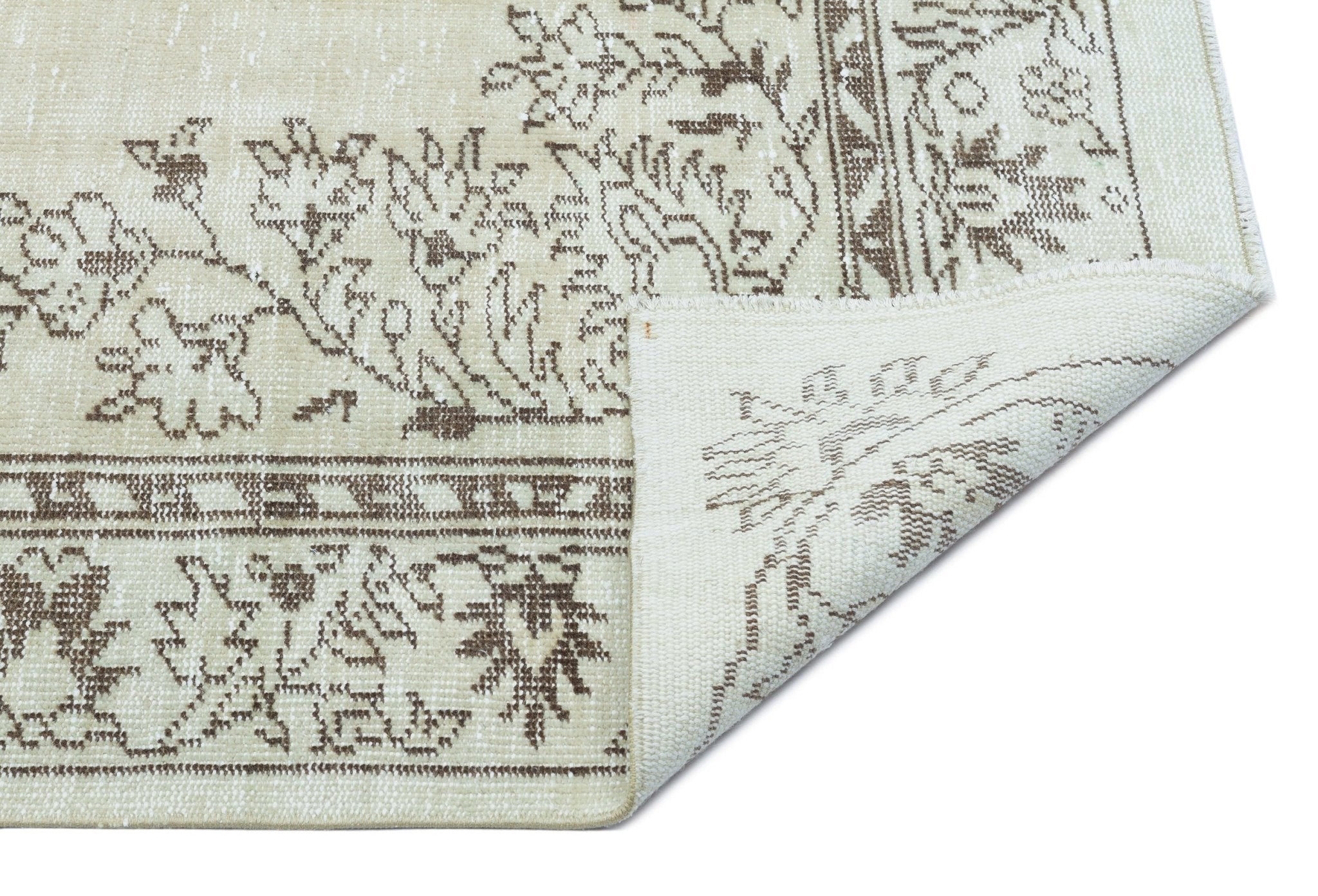 Atina 28074 Beige Vintage Wool Handmade Area Rug 5'6" x 9'1"