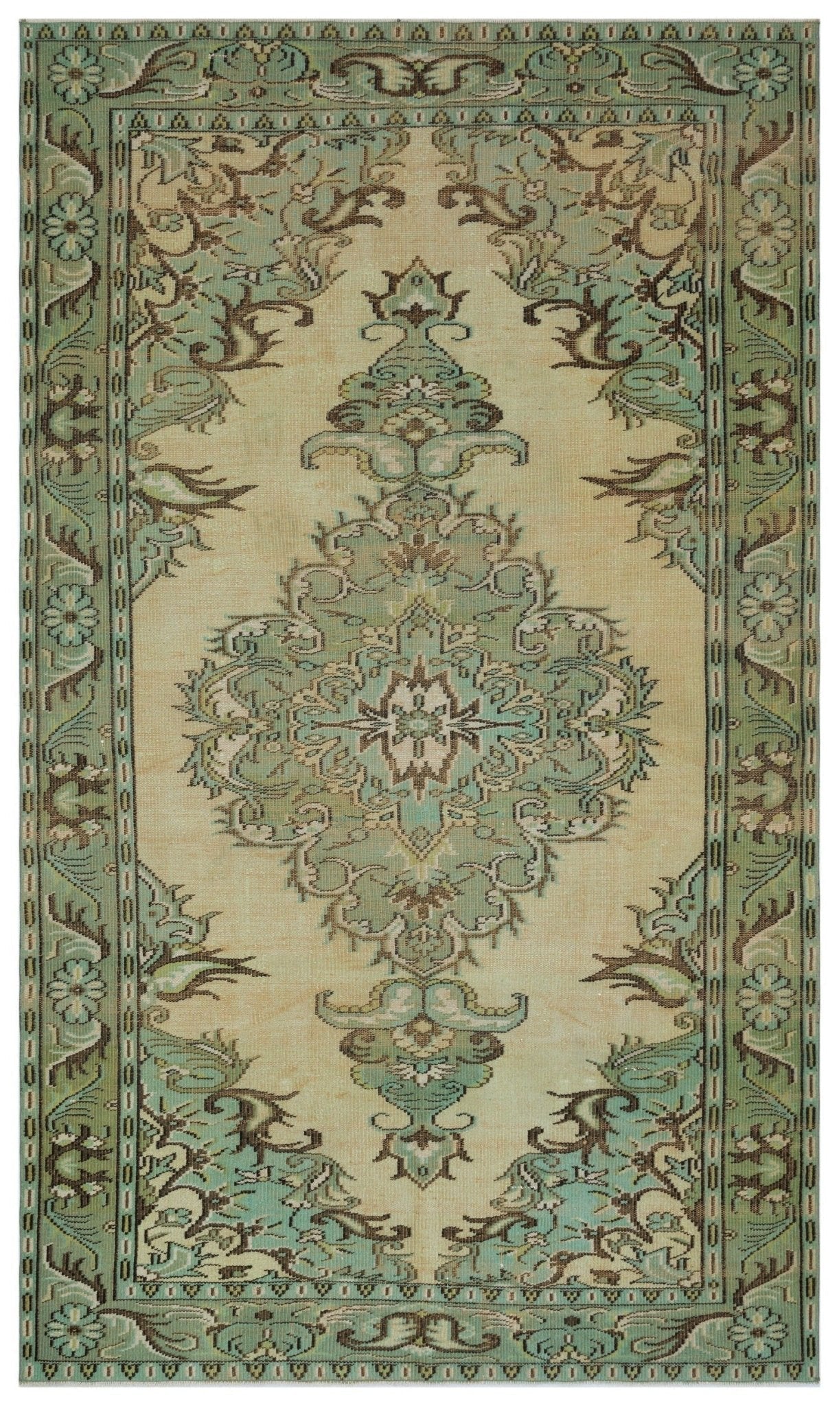 Atina 28259 Cream Vintage Wool Handmade Area Rug 5'9" x 9'6"