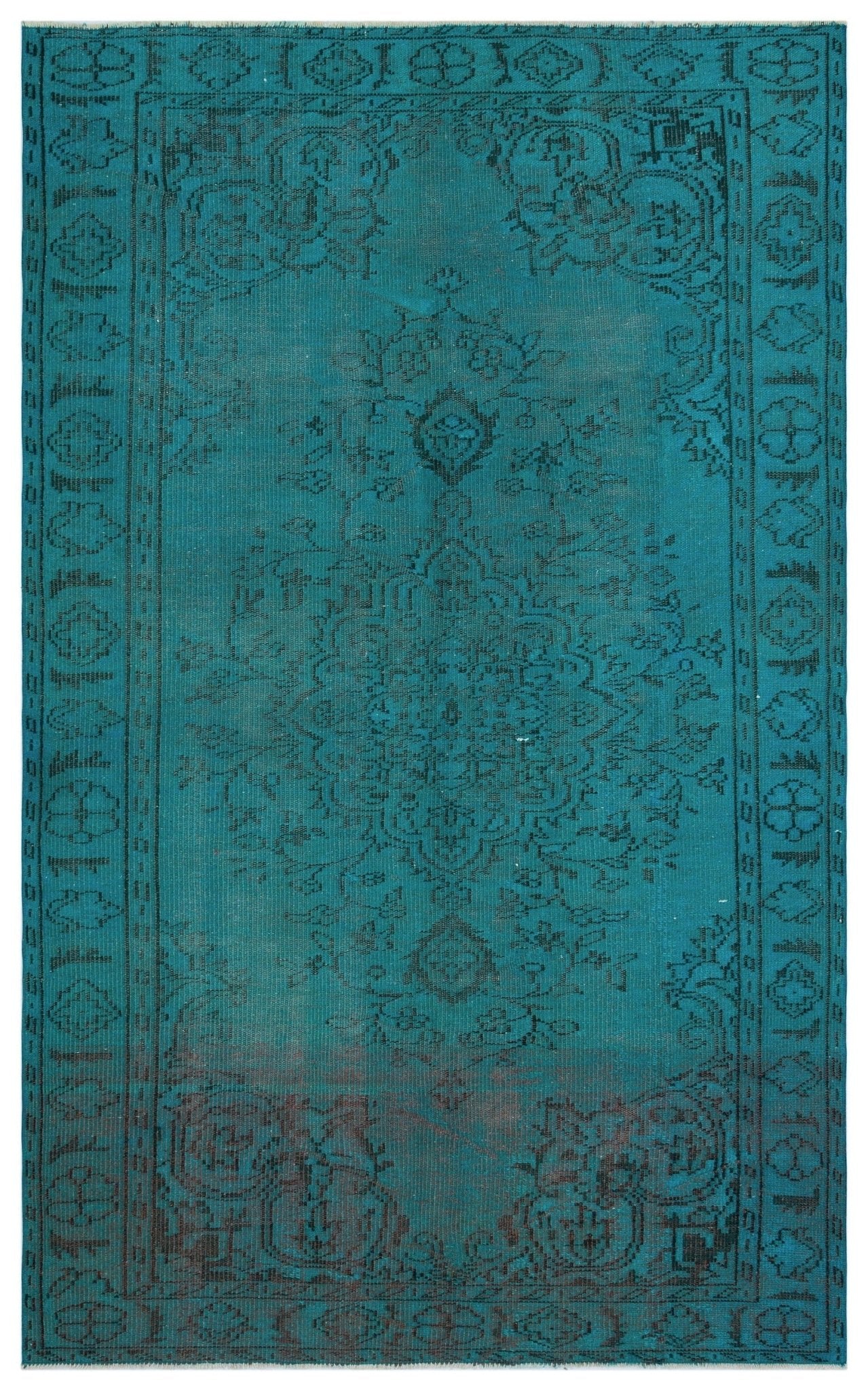 Atina 28340 Turquoise Vintage Wool Handmade Area Rug 5'4" x 8'8"