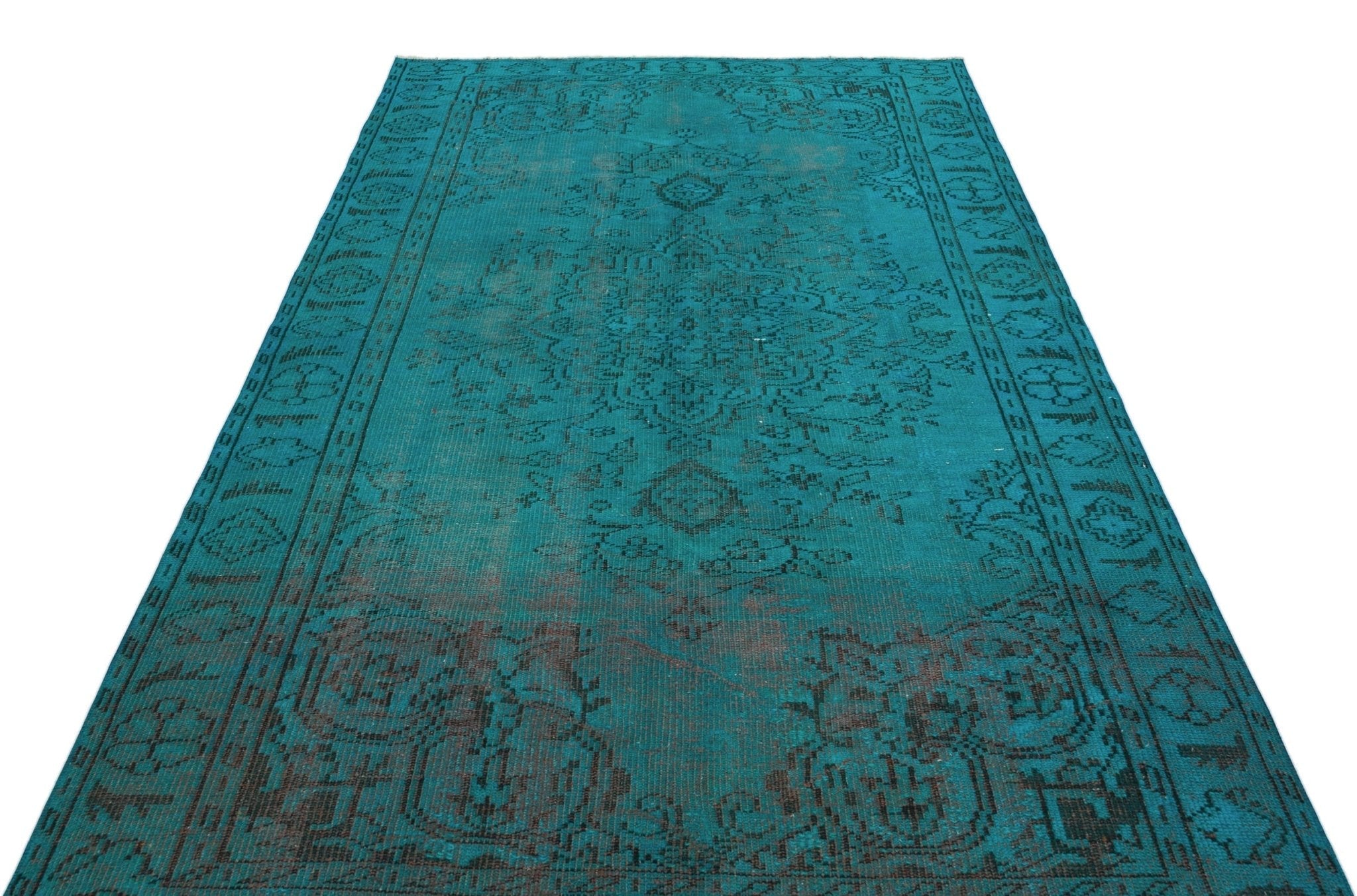 Atina 28340 Turquoise Vintage Wool Handmade Area Rug 5'4" x 8'8"