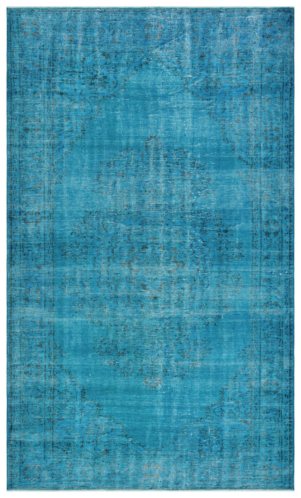 Atina 28509 Turquoise Vintage Wool Handmade Area Rug 6'1" x 10'3"
