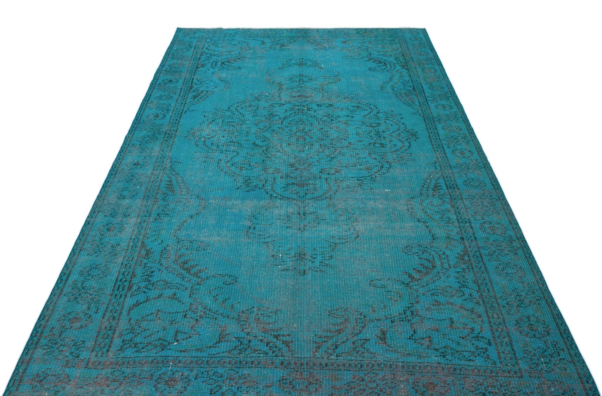 Atina 28732 Turquoise Vintage Wool Handmade Area Rug 5'6" x 8'10"