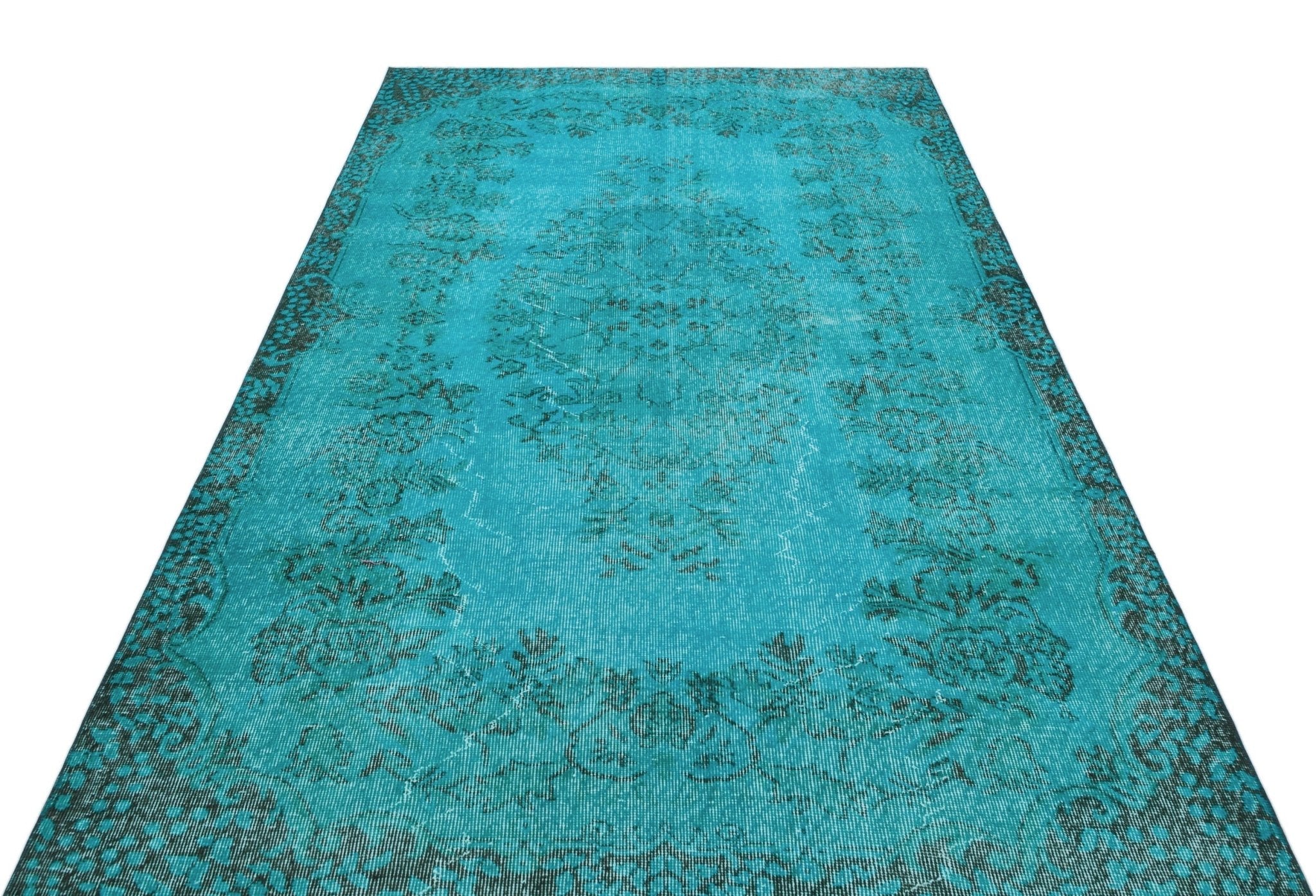 Atina 28787 Turquoise Vintage Wool Handmade Area Rug 5'2" x 8'8"