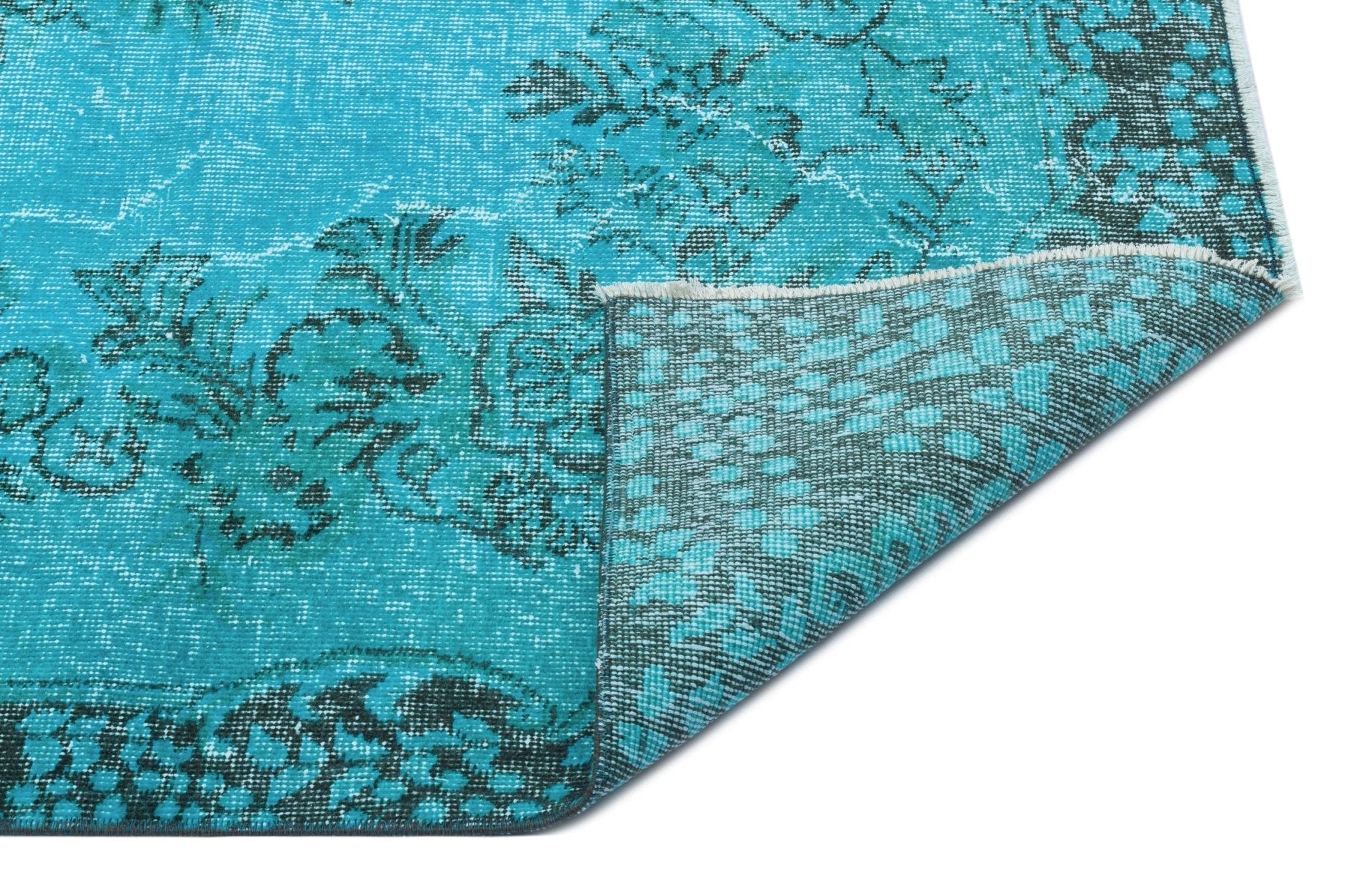 Atina 28787 Turquoise Vintage Wool Handmade Area Rug 5'2" x 8'8"