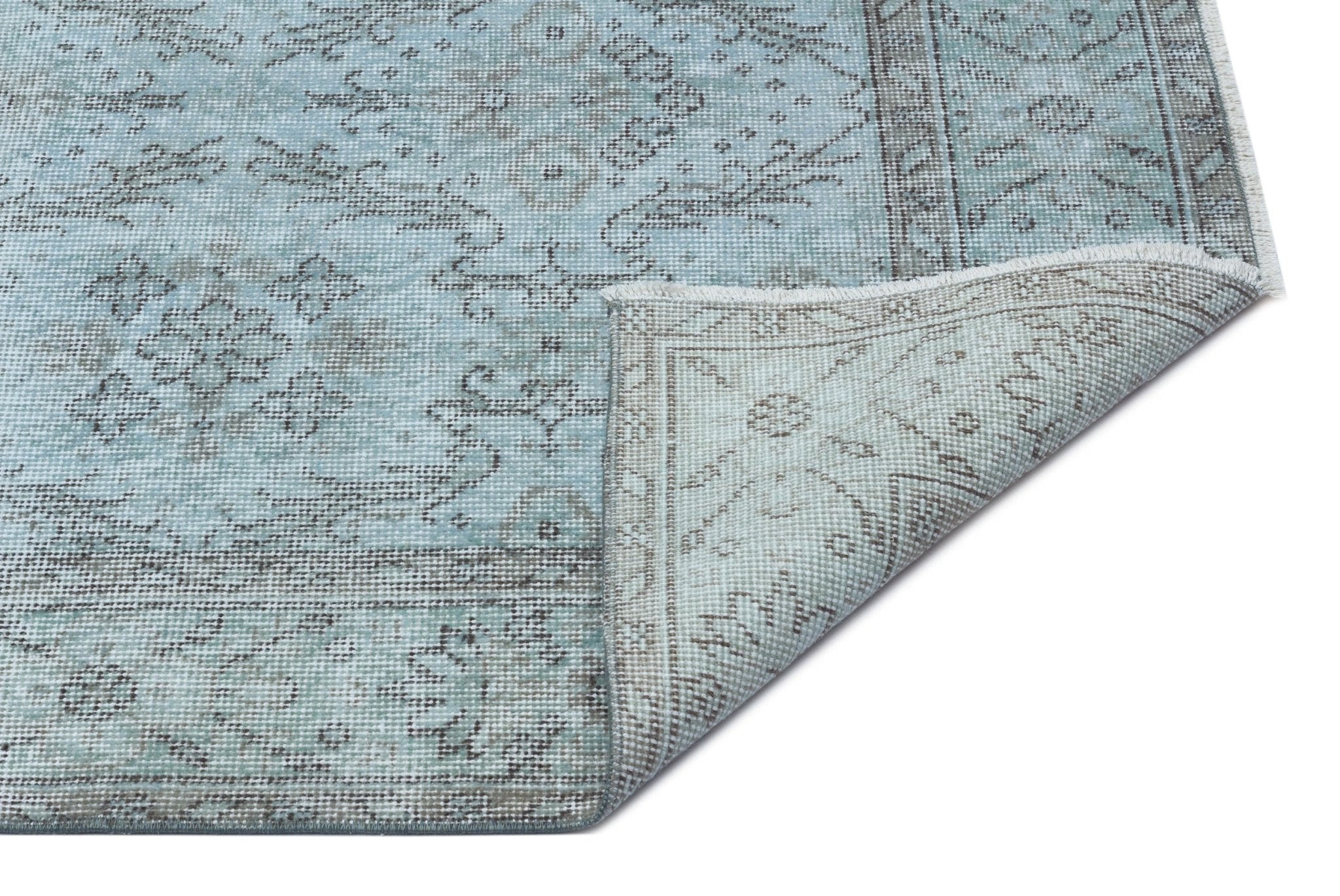 Atina 28856 Blue Vintage Wool Handmade Area Rug 5'7" x 9'7"