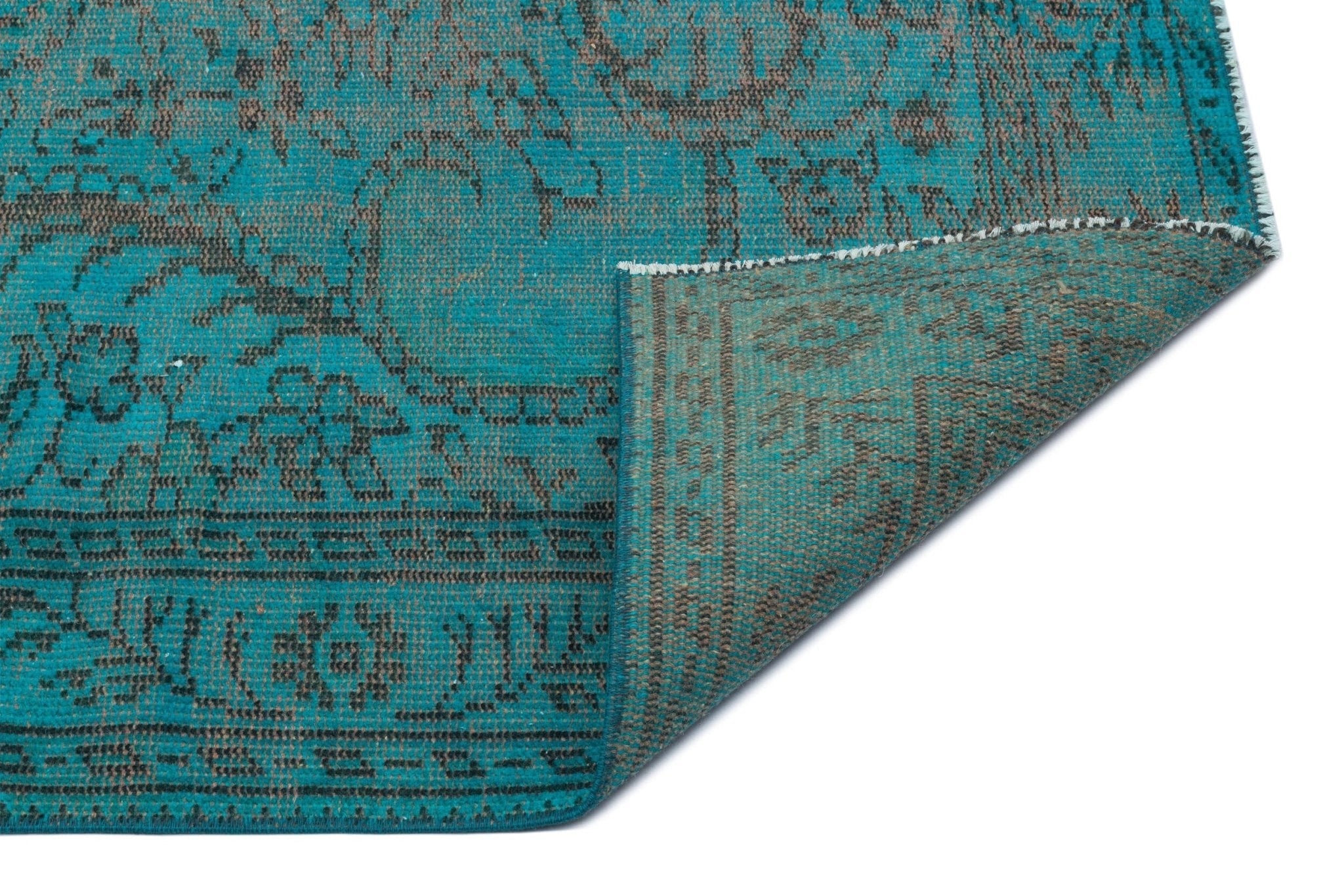 Atina 31027 Turquoise Vintage Wool Handmade Area Rug 4'11" x 8'5"