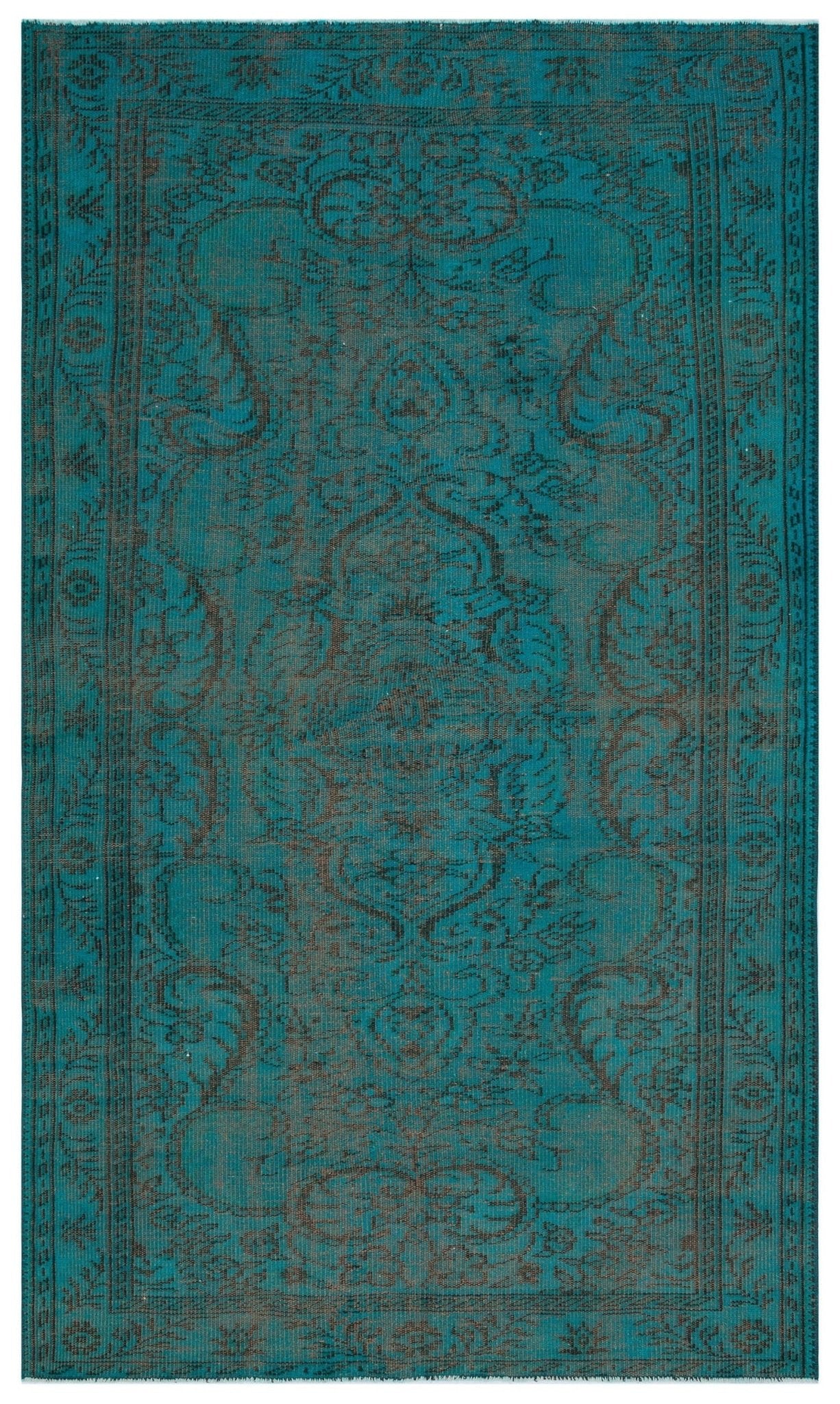 Atina 31027 Turquoise Vintage Wool Handmade Area Rug 4'11" x 8'5"