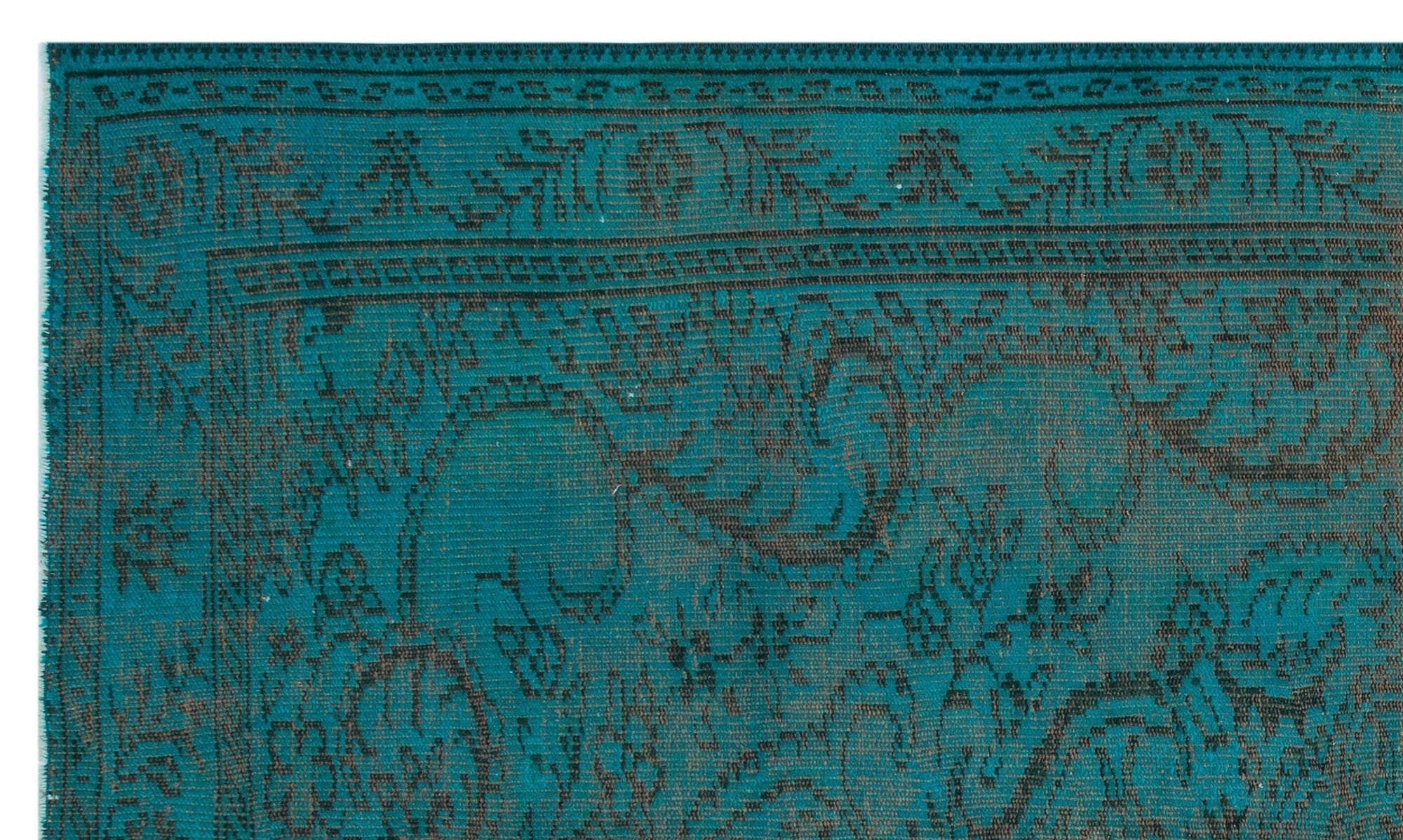 Atina 31027 Turquoise Vintage Wool Handmade Area Rug 4'11" x 8'5"