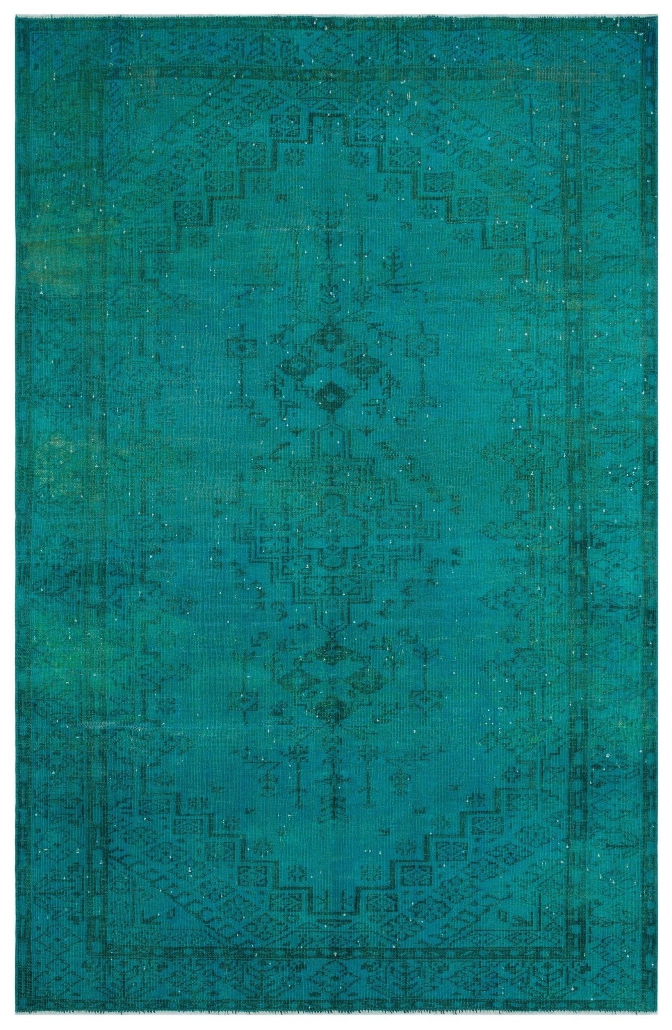 Atina 31028 Turquoise Vintage Wool Handmade Area Rug 6'2" x 9'5"