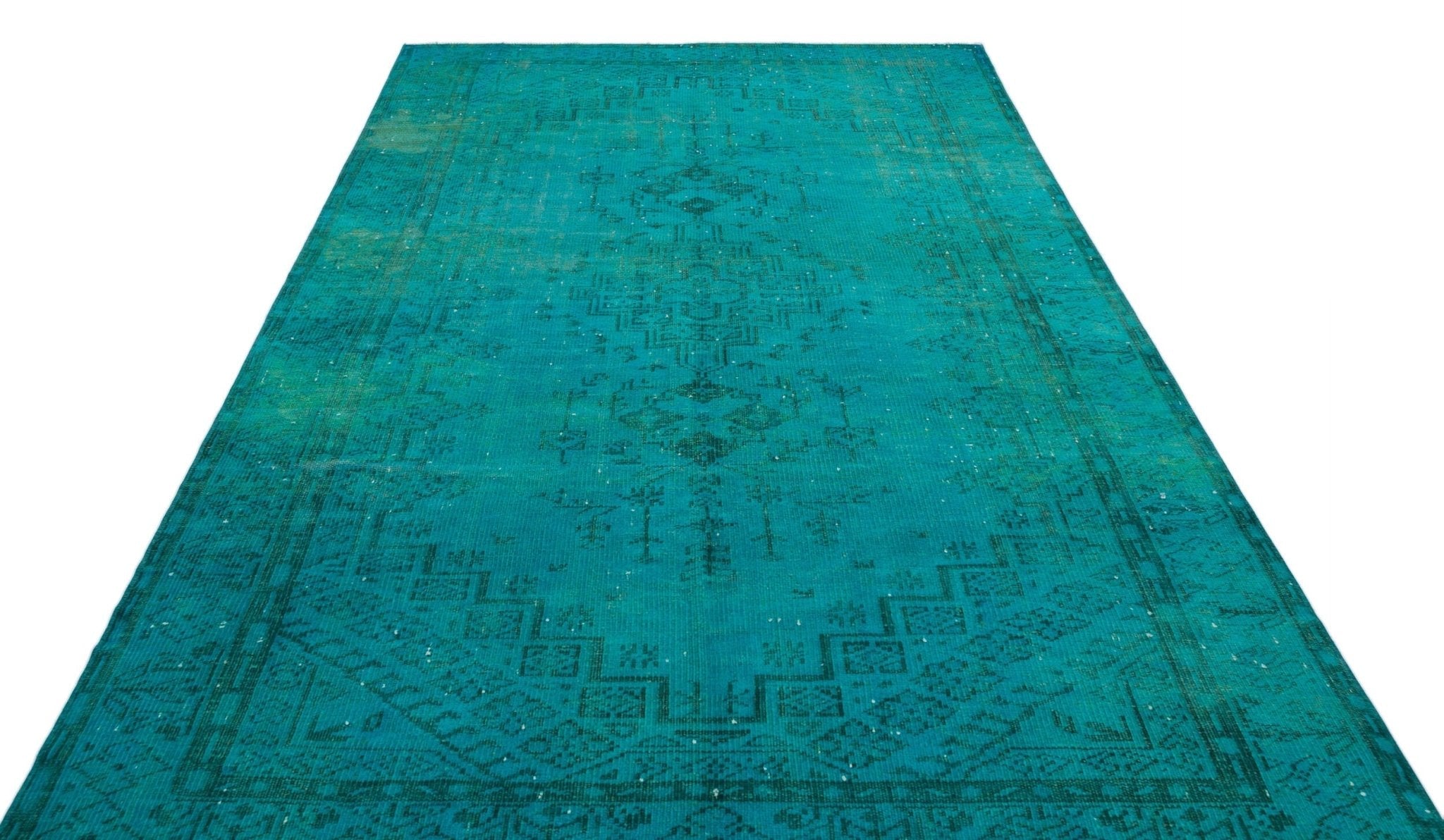 Atina 31028 Turquoise Vintage Wool Handmade Area Rug 6'2" x 9'5"