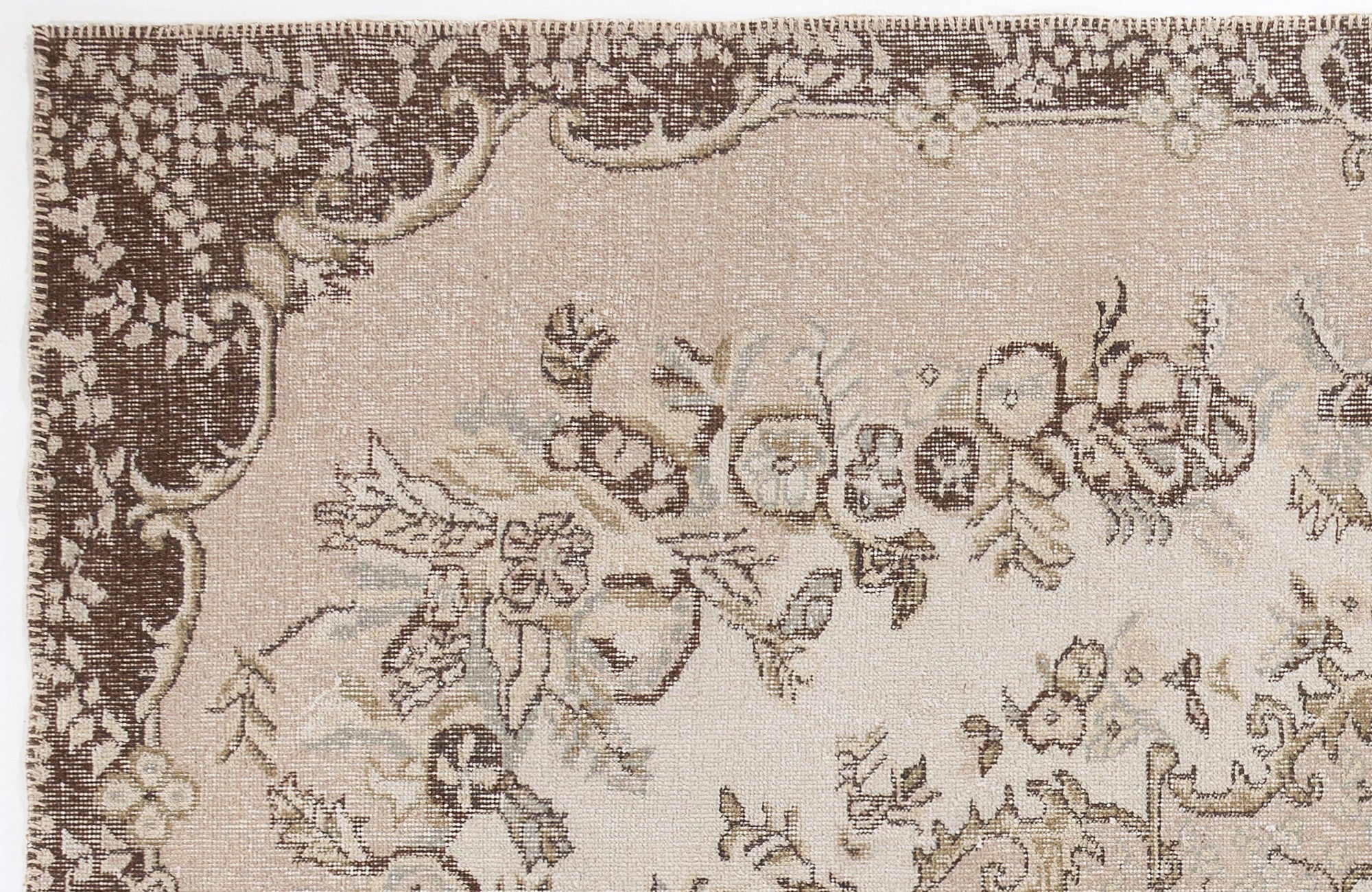 Atina 3243 Beige Vintage Wool Handmade Area Rug 5'7" x 10'1"