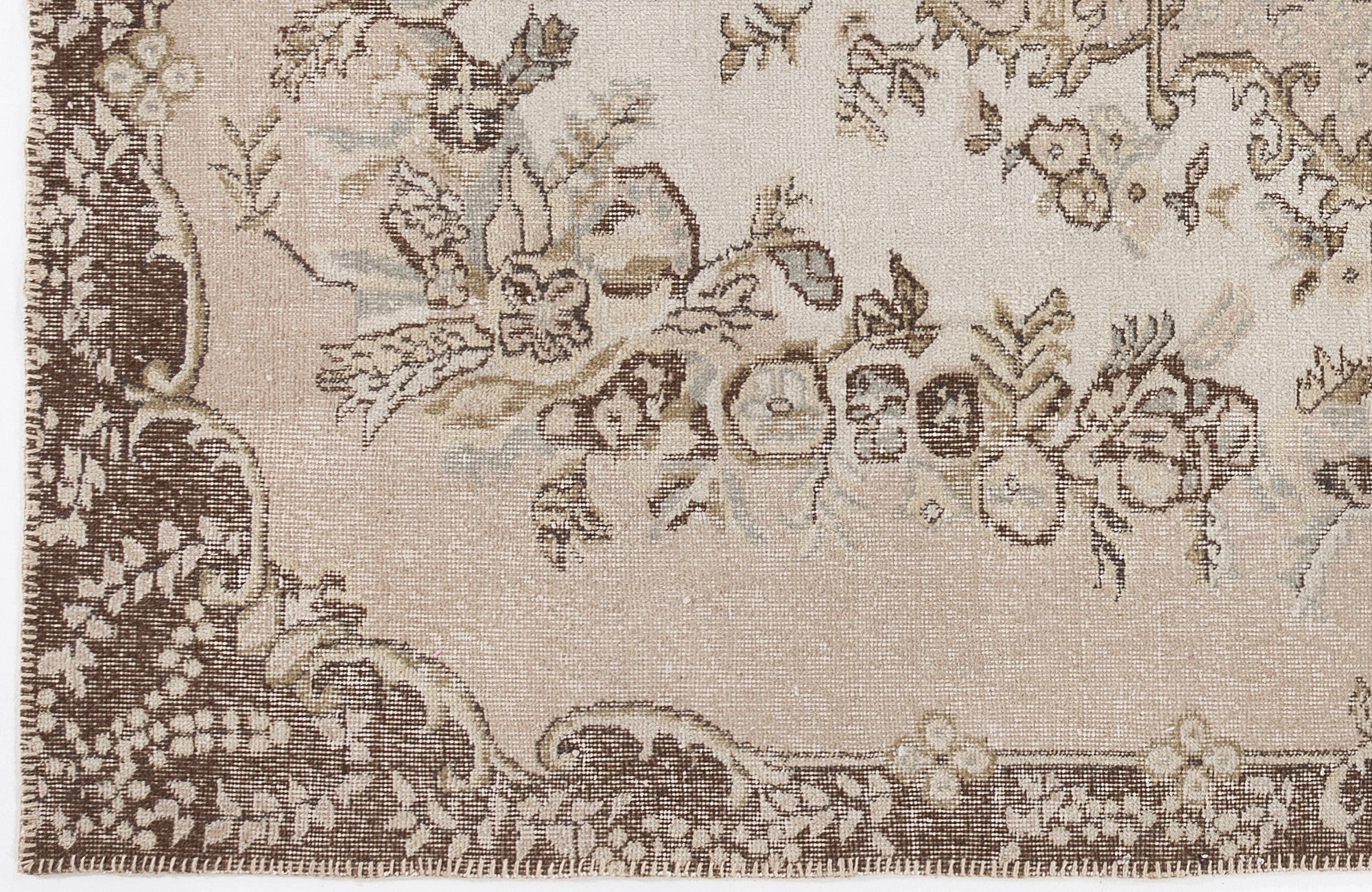 Atina 3243 Beige Vintage Wool Handmade Area Rug 5'7" x 10'1"