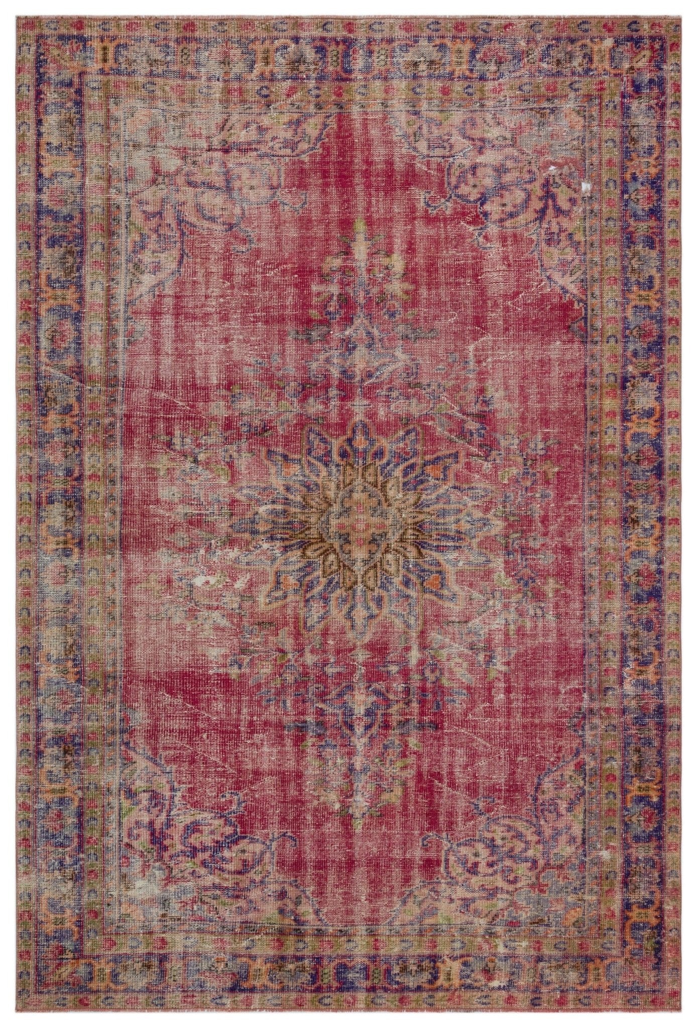 Atina 33396 Red Vintage Wool Handmade Area Rug 6'5" x 9'10"