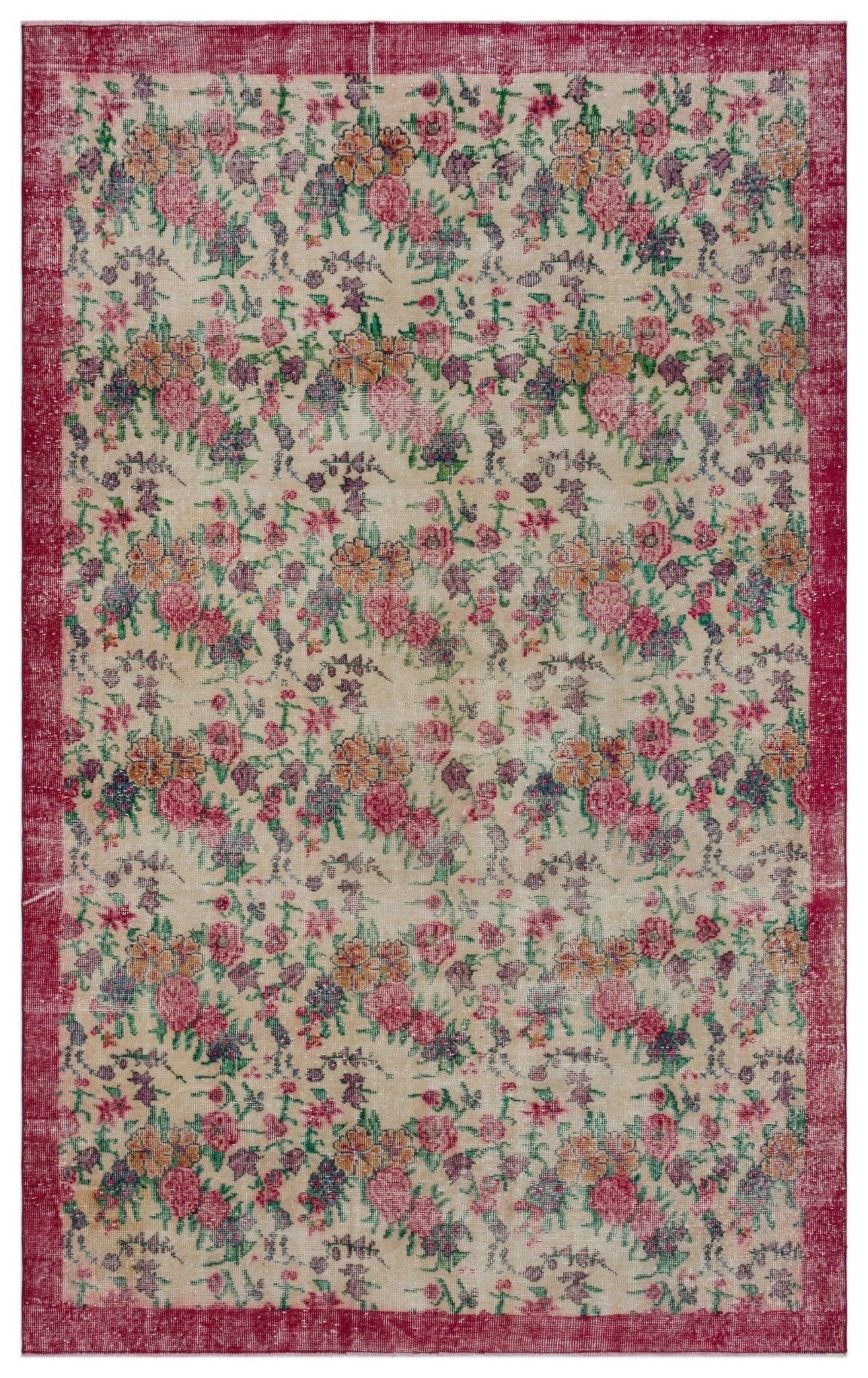 Atina 33415 Beige Vintage Wool Handmade Area Rug 6'0" x 9'7"