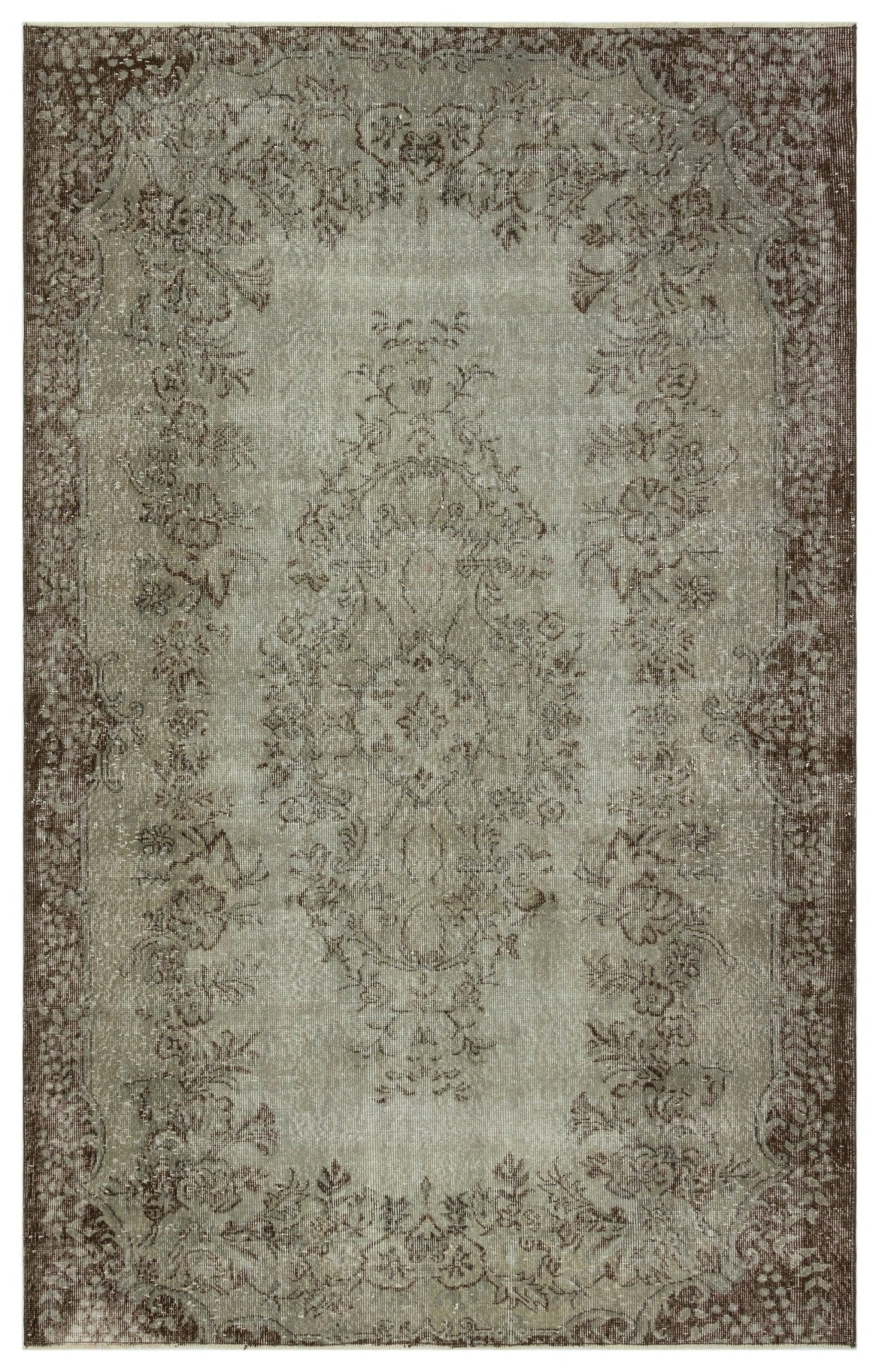 Atina 34253 Grey Vintage Wool Handmade Area Rug 5'7" x 8'8"