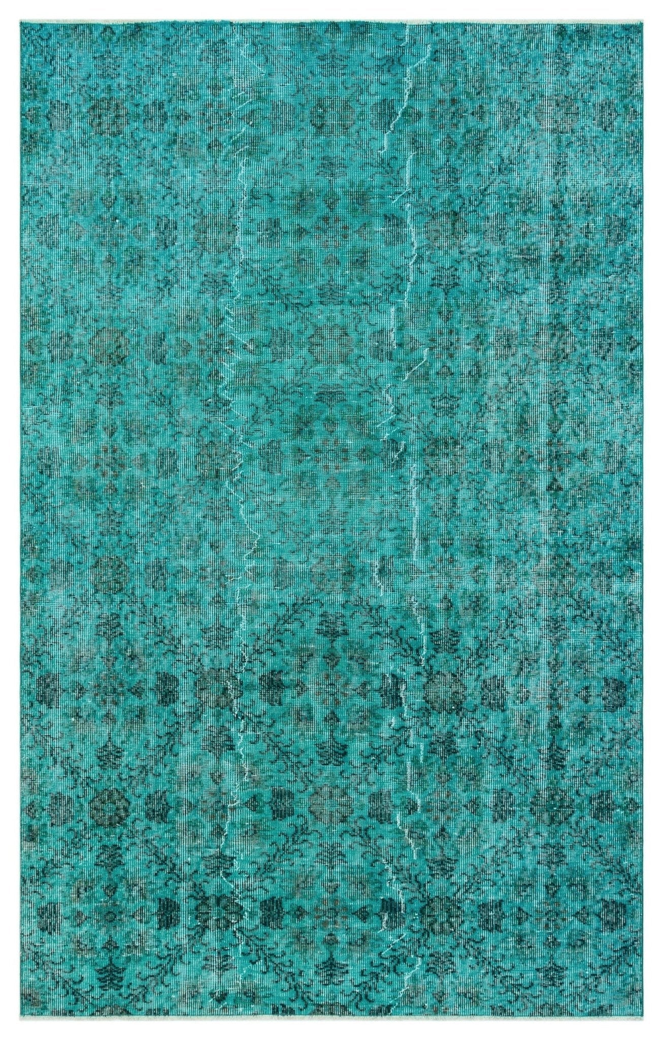 Atina 34555 Turquoise Vintage Wool Handmade Area Rug 4'10" x 7'9"