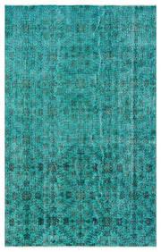 Atina 34555 Turquoise Vintage Wool Handmade Area Rug 4'10" x 7'9"