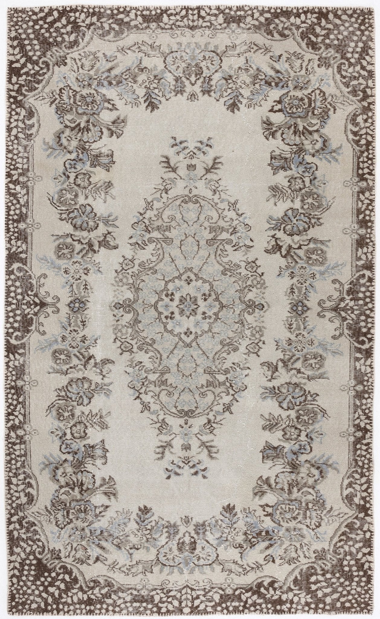Atina 3583 Beige Vintage Wool Handmade Area Rug 5'8" x 9'4"