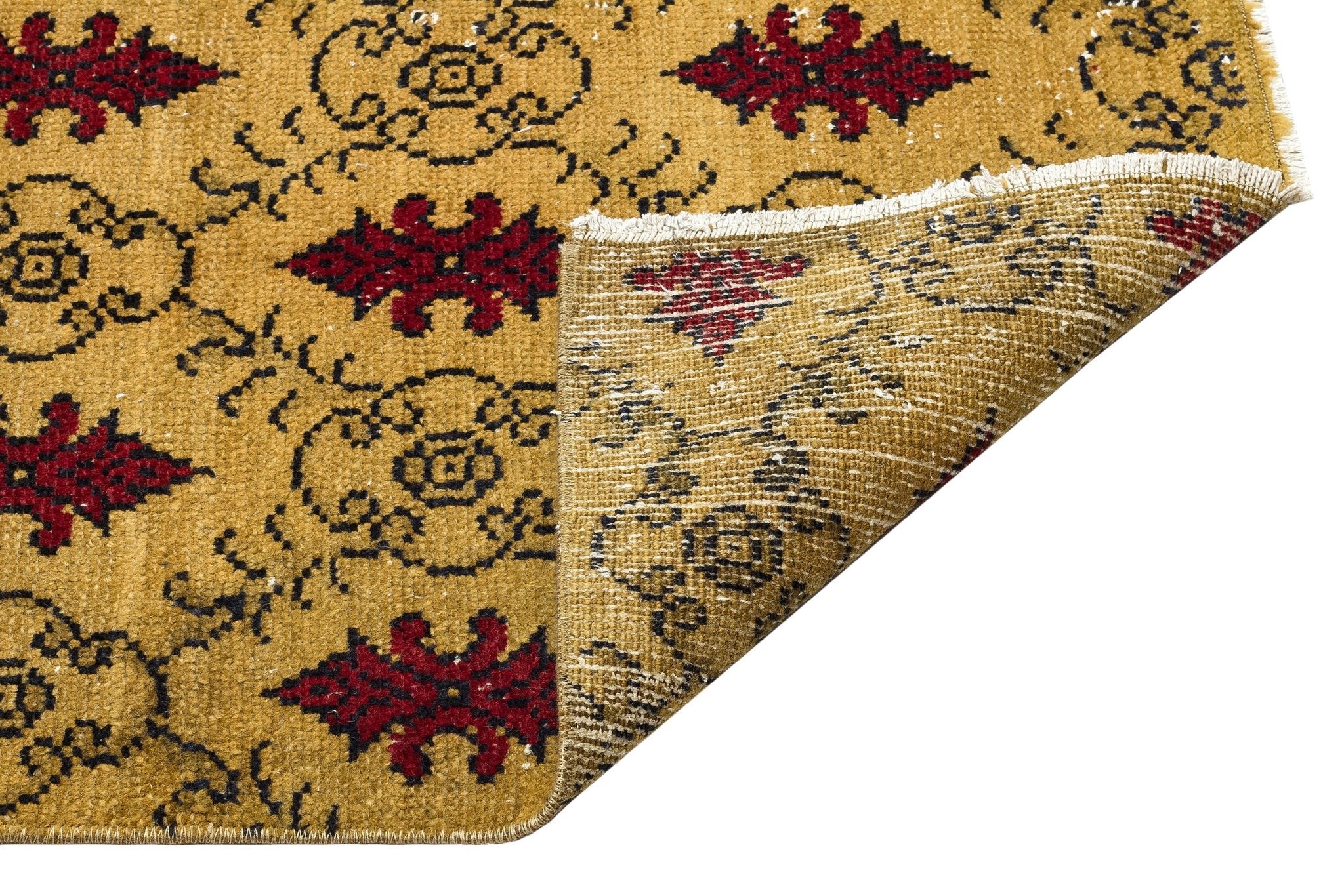 Atina 35897 Yellow Vintage Wool Handmade Area Rug 5'0" x 8'4"
