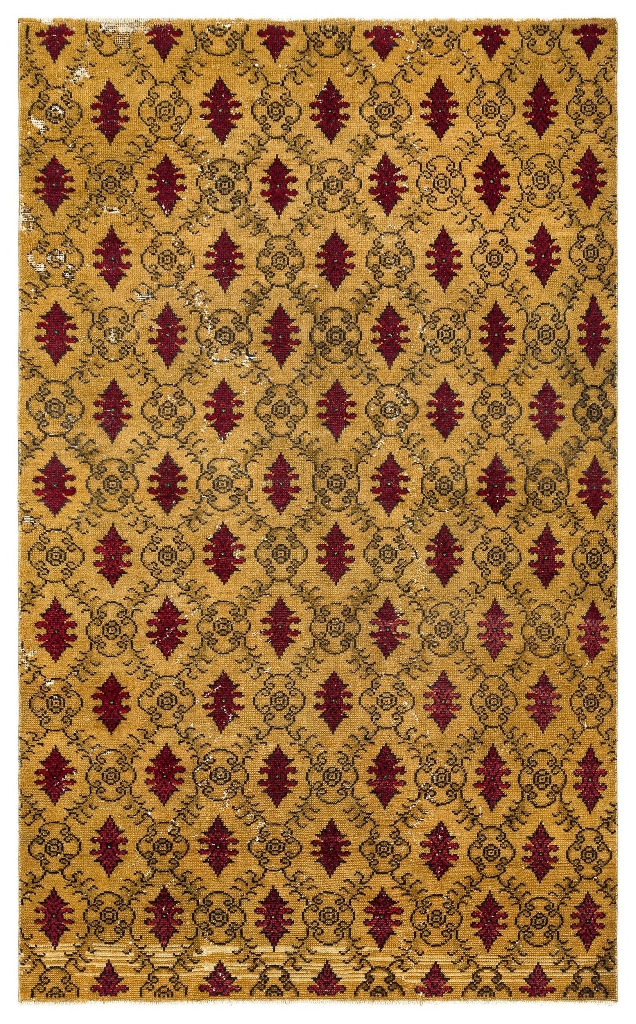 Atina 35897 Yellow Vintage Wool Handmade Area Rug 5'0" x 8'4"