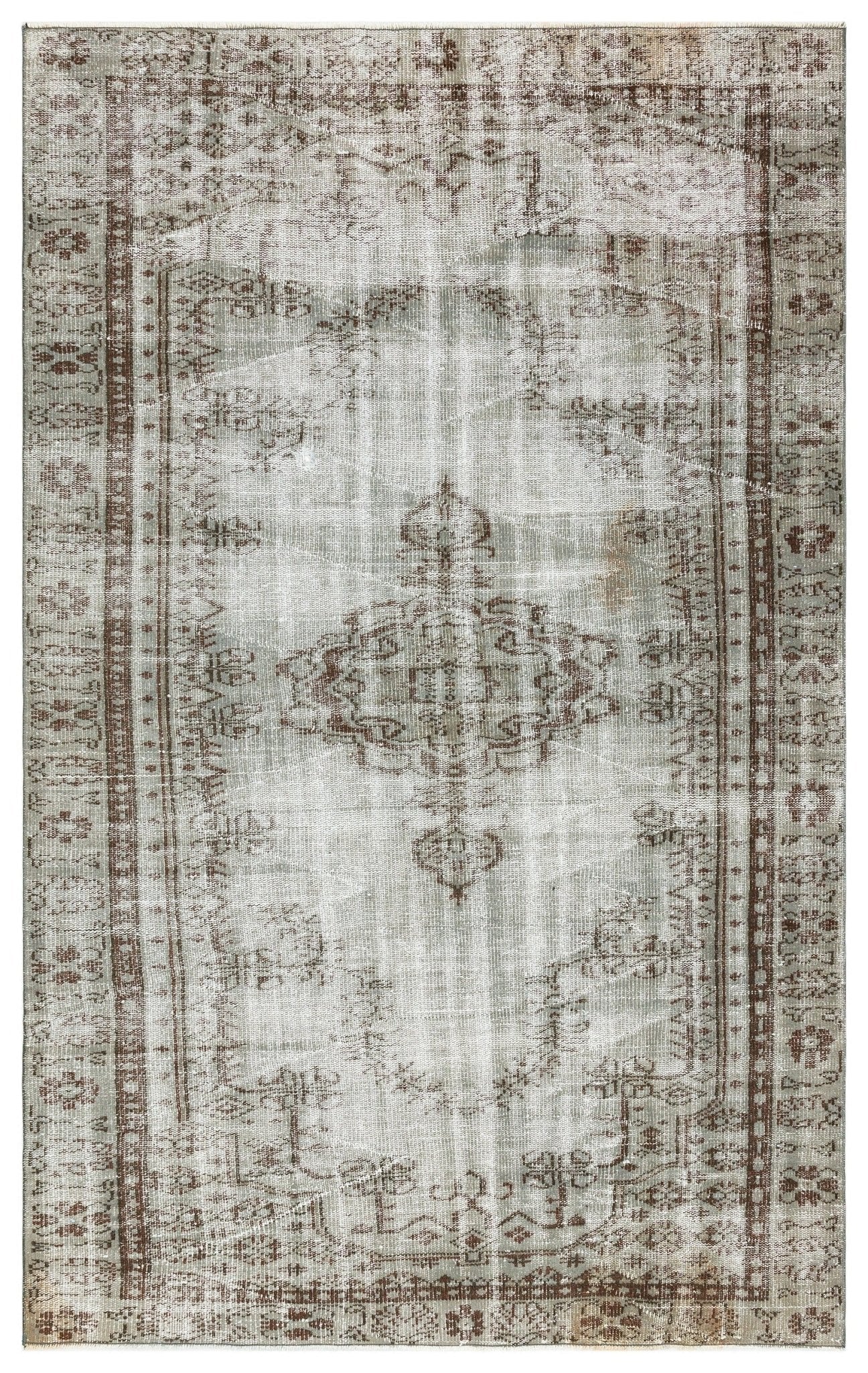 Atina 35925 Grey Vintage Wool Handmade Area Rug 5'7" x 8'10"