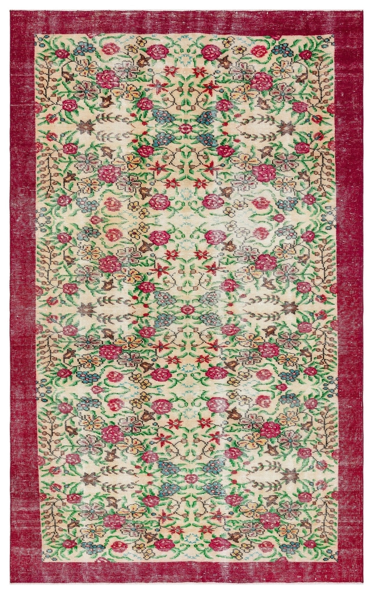 Atina 35988 Beige Vintage Wool Handmade Area Rug 5'9" x 9'2"