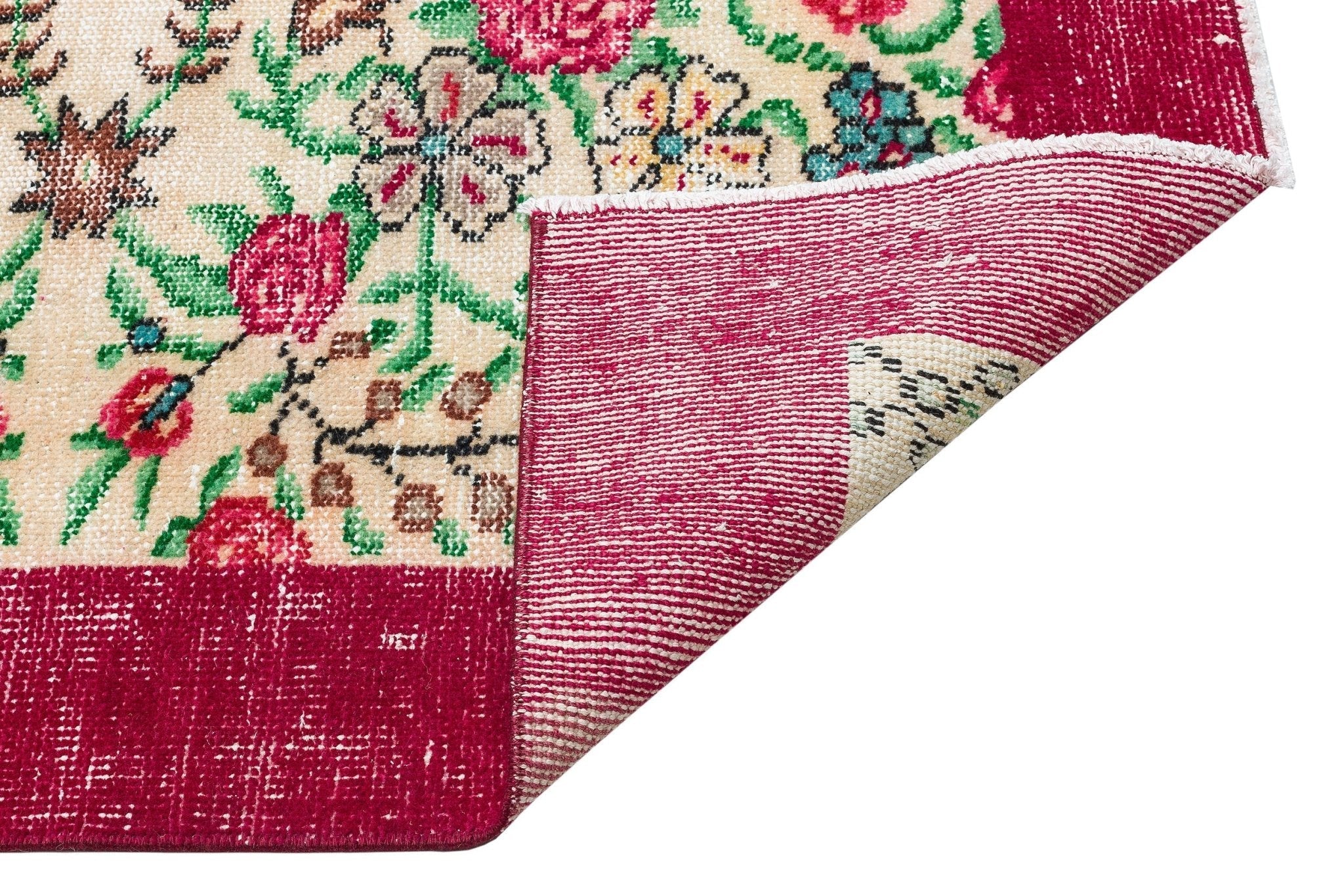 Atina 35988 Beige Vintage Wool Handmade Area Rug 5'9" x 9'2"