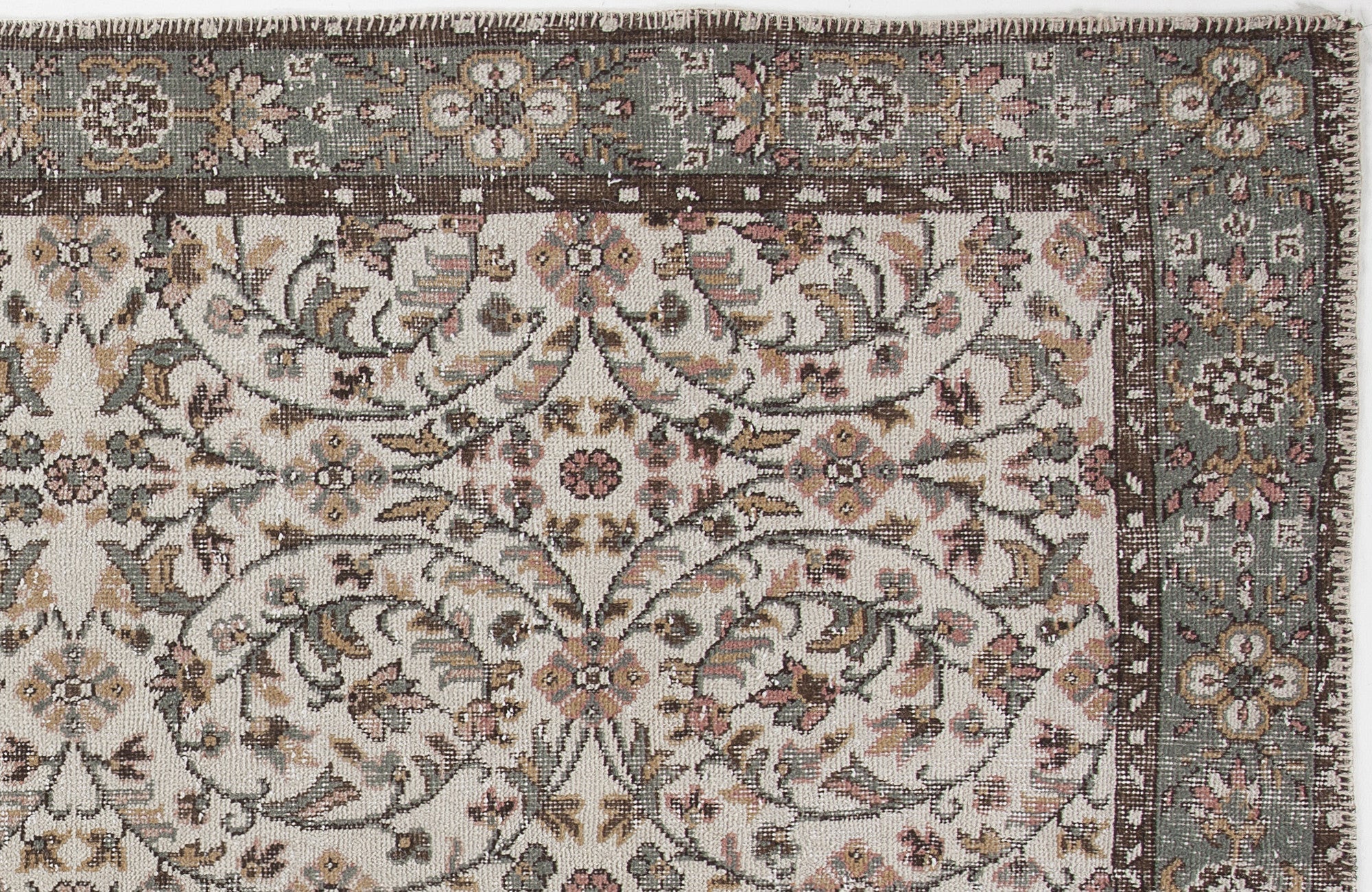 Atina 3711 Beige Vintage Wool Handmade Area Rug 5'7" x 9'8"