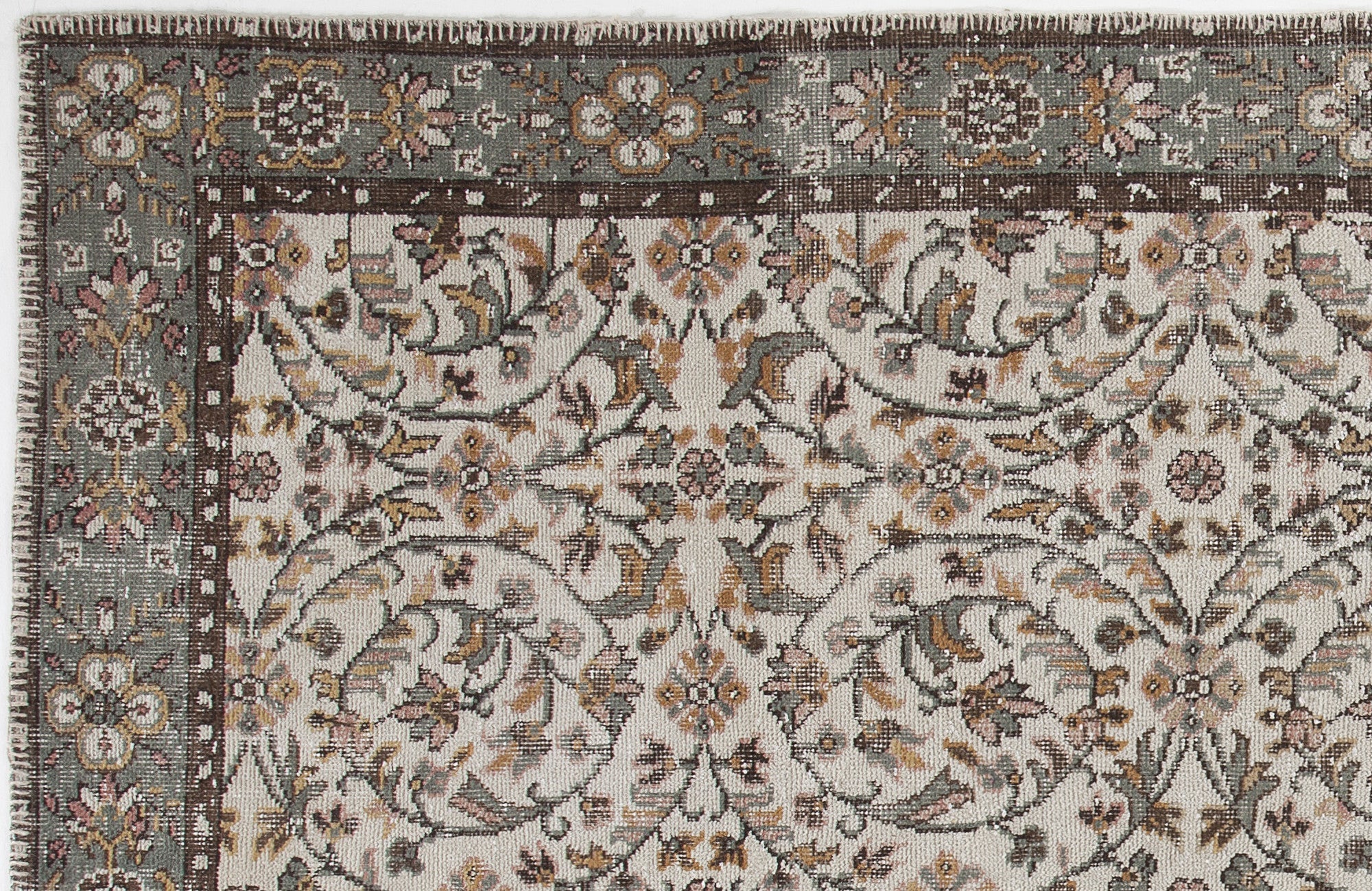 Atina 3711 Beige Vintage Wool Handmade Area Rug 5'7" x 9'8"
