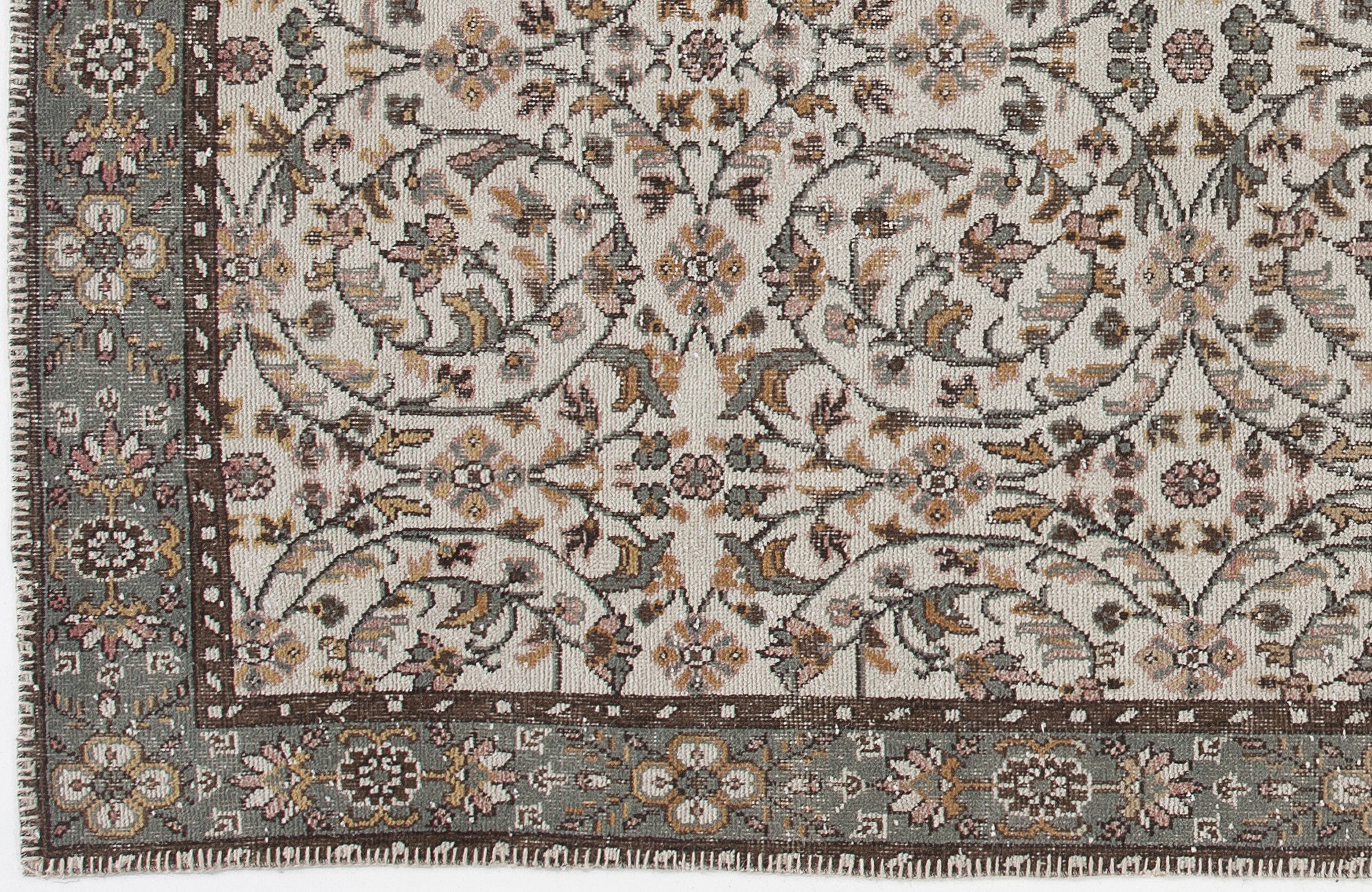 Atina 3711 Beige Vintage Wool Handmade Area Rug 5'7" x 9'8"