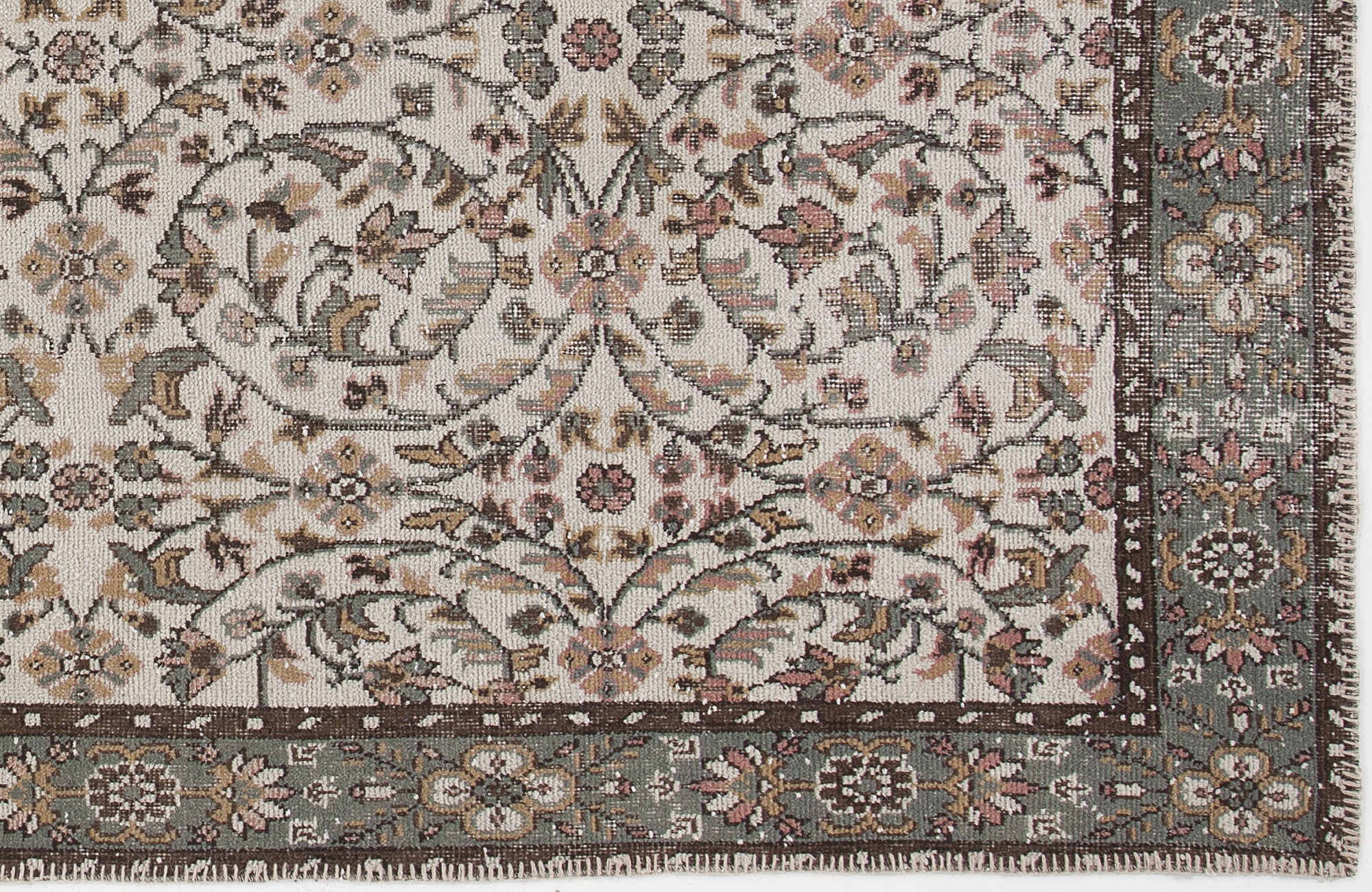 Atina 3711 Beige Vintage Wool Handmade Area Rug 5'7" x 9'8"
