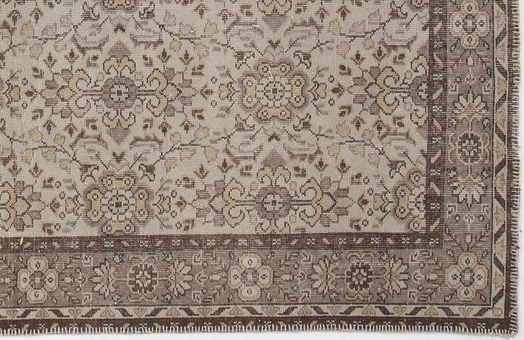 Atina 3712 Beige Vintage Wool Handmade Area Rug 5'5" x 9'7"