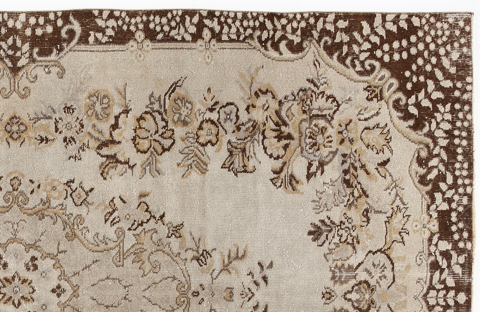 Atina 3876 Beige Vintage Wool Handmade Area Rug 5'5" x 8'11"