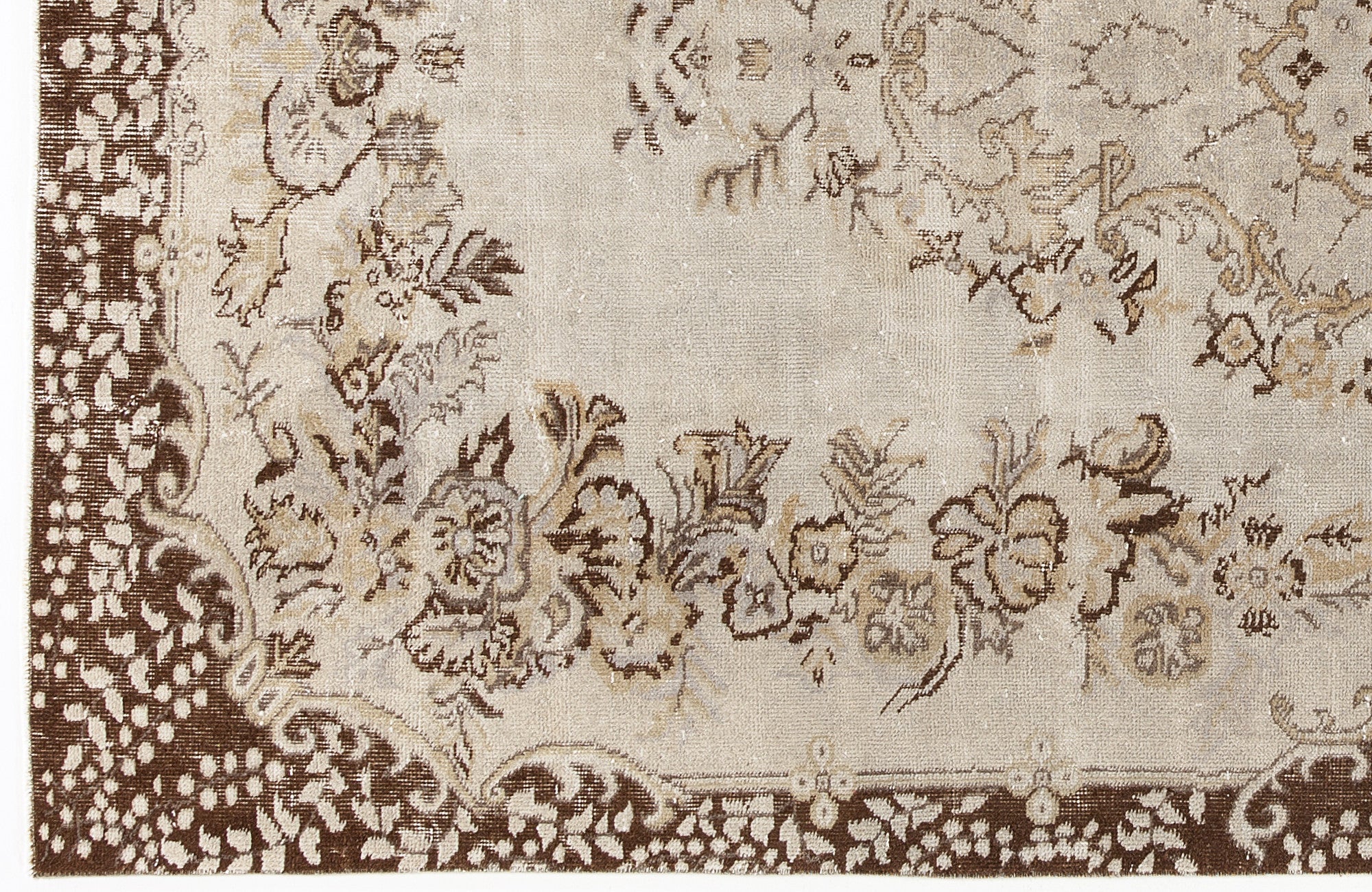 Atina 3876 Beige Vintage Wool Handmade Area Rug 5'5" x 8'11"