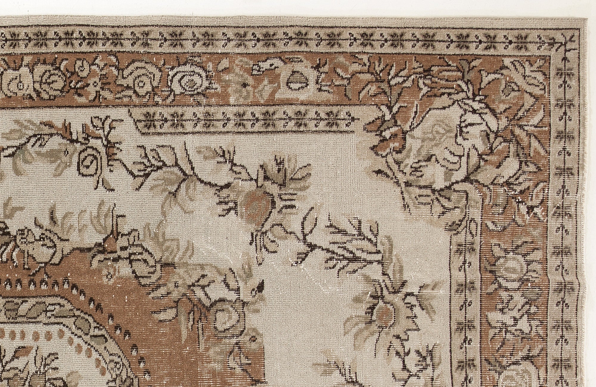 Atina 4204 Beige Vintage Wool Handmade Area Rug 6'2" x 9'10"