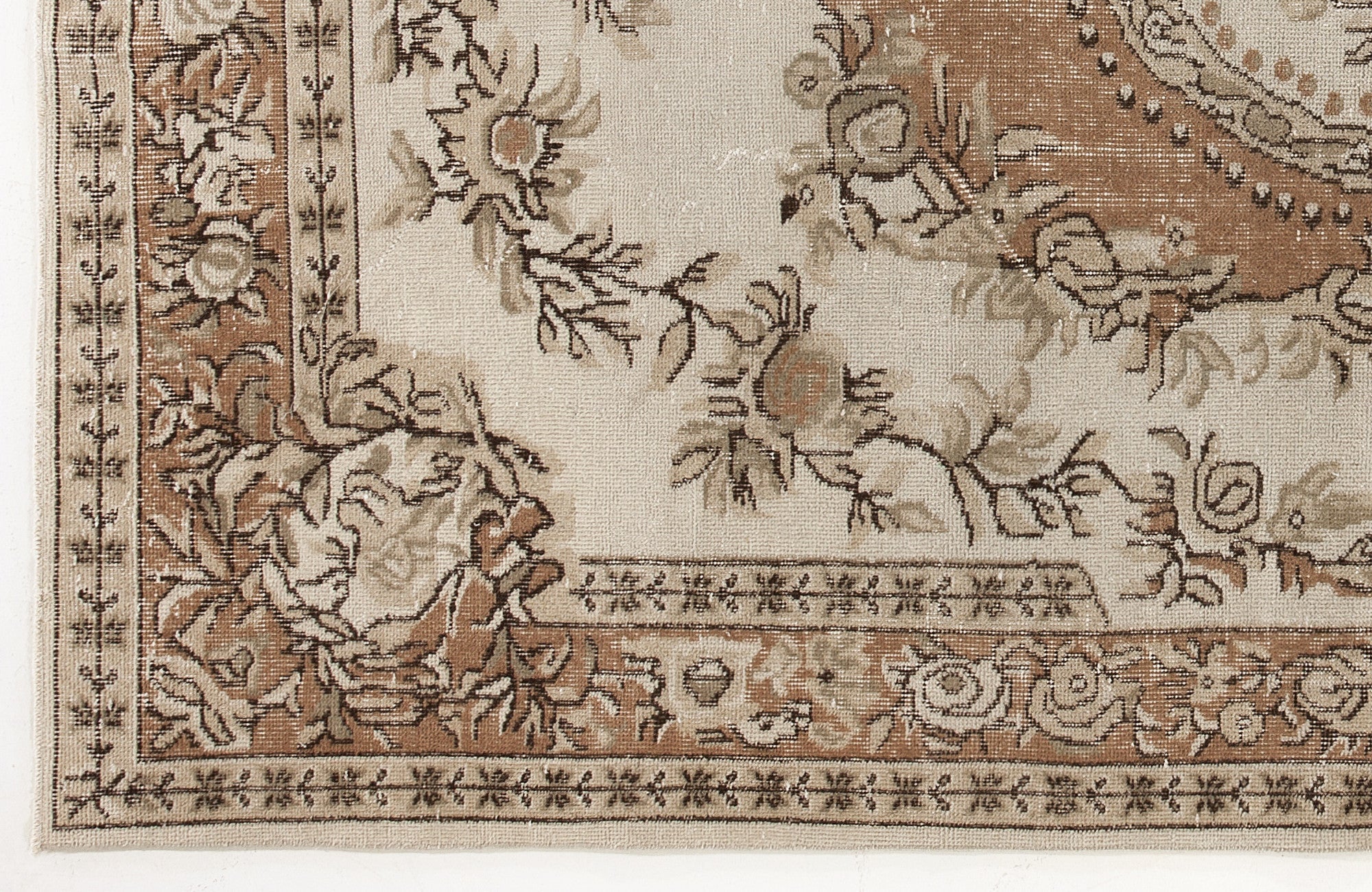 Atina 4204 Beige Vintage Wool Handmade Area Rug 6'2" x 9'10"
