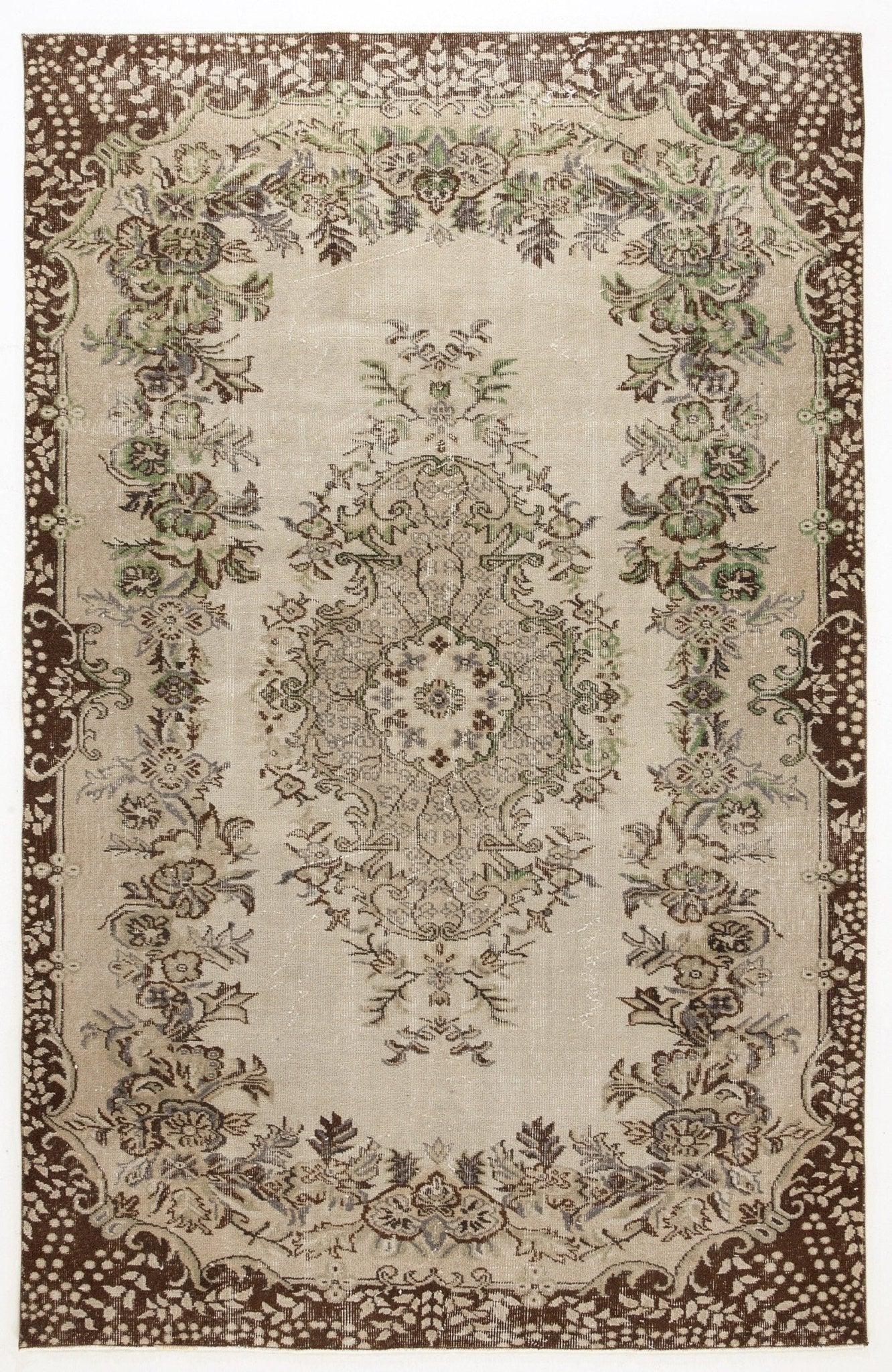Atina 4282 Beige Vintage Wool Handmade Area Rug 5'5" x 8'9"
