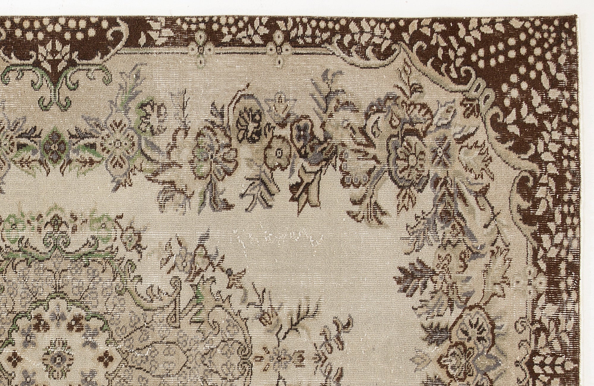 Atina 4282 Beige Vintage Wool Handmade Area Rug 5'5" x 8'9"