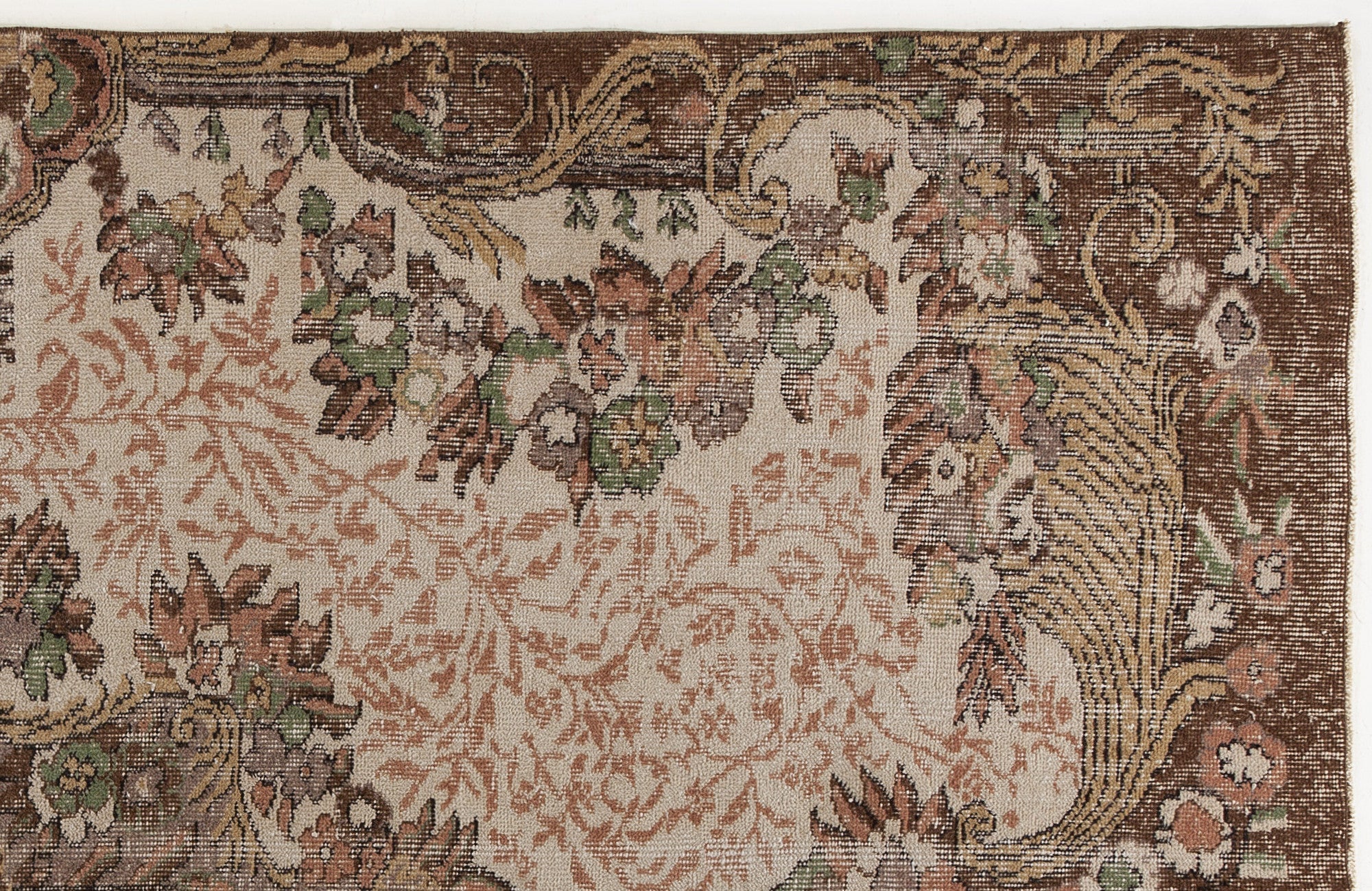Atina 4389 Beige Vintage Wool Handmade Area Rug 6'2" x 9'3"