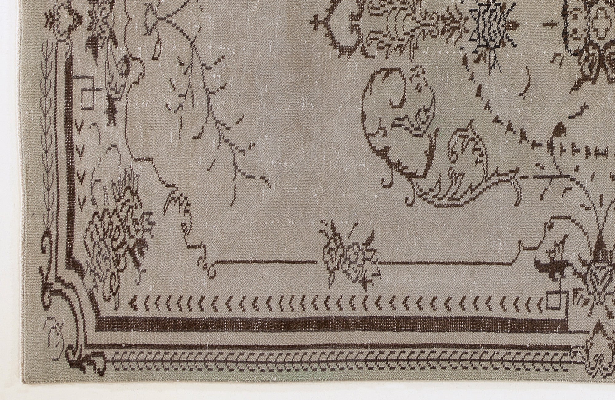 Atina 4439 Beige Vintage Wool Handmade Area Rug 5'7" x 9'0"