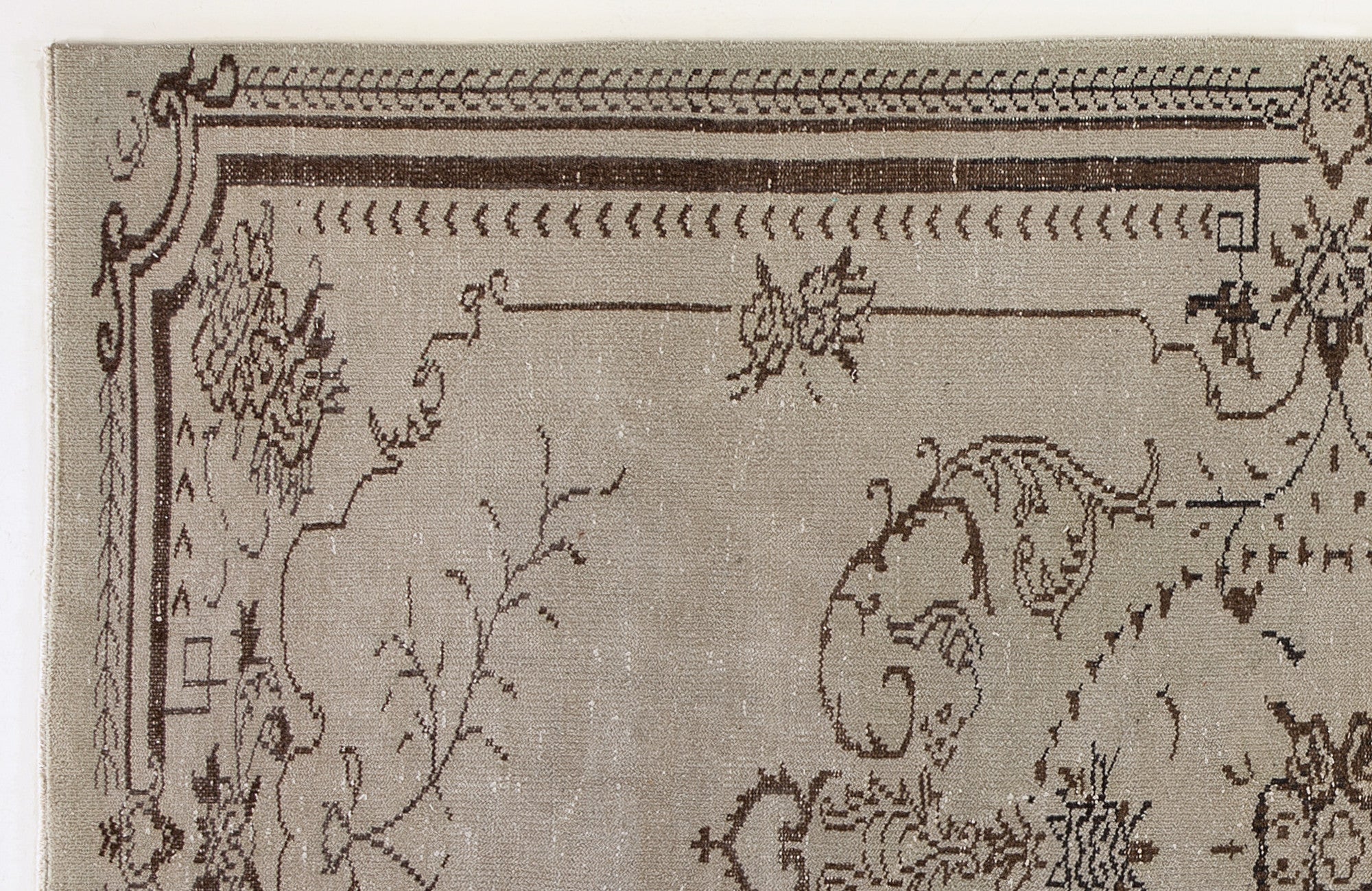 Atina 4439 Beige Vintage Wool Handmade Area Rug 5'7" x 9'0"