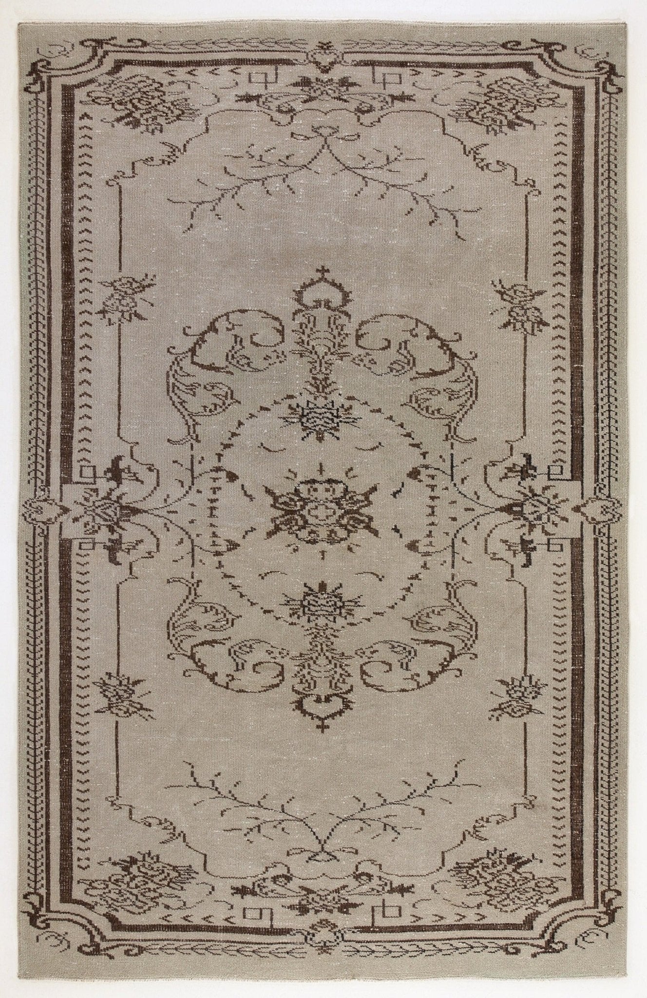 Atina 4439 Beige Vintage Wool Handmade Area Rug 5'7" x 9'0"