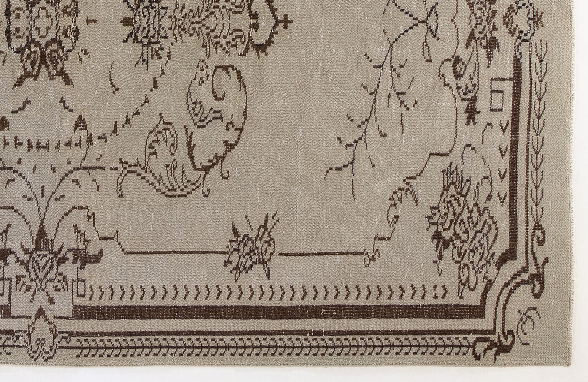 Atina 4439 Beige Vintage Wool Handmade Area Rug 5'7" x 9'0"
