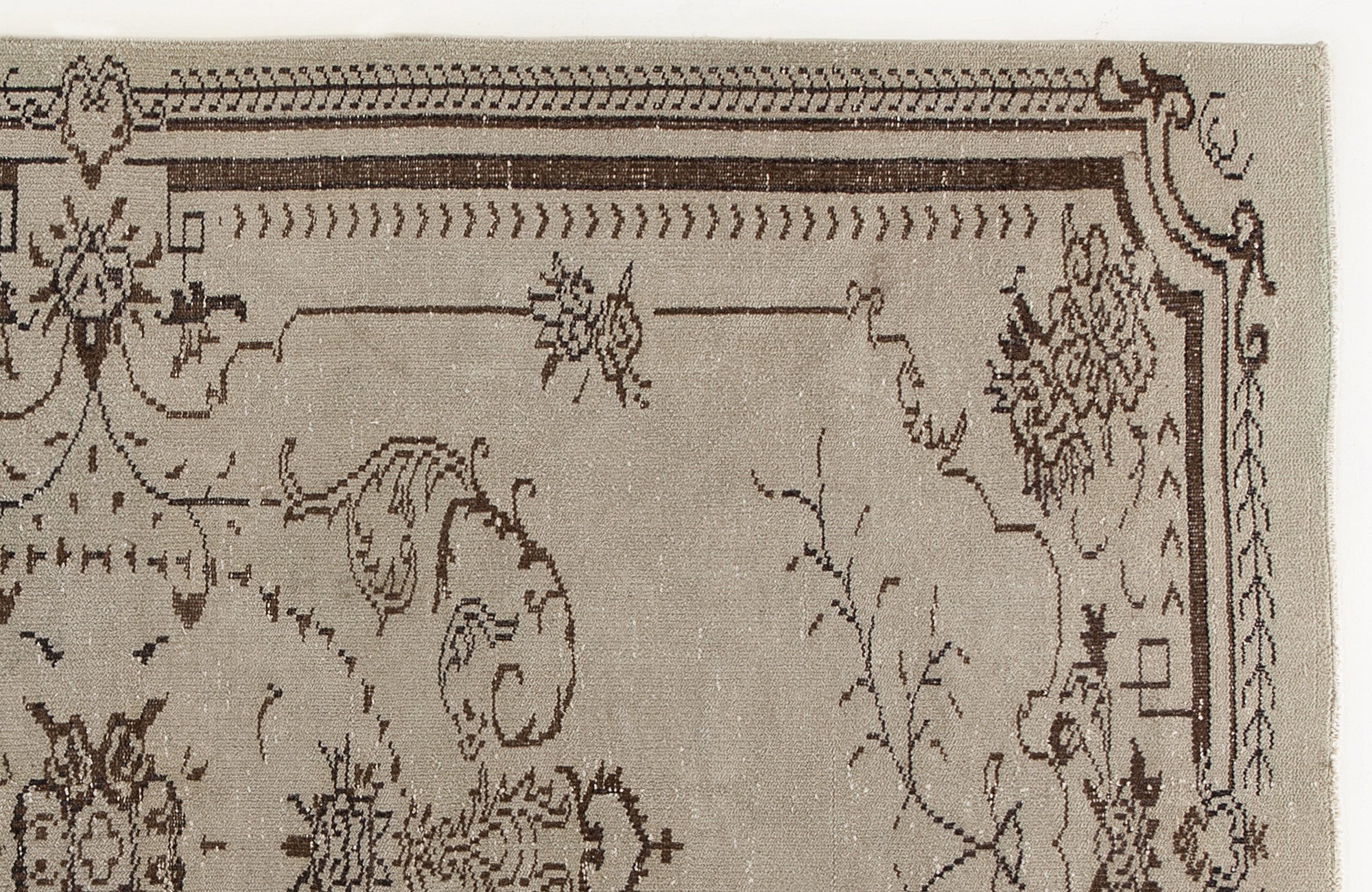 Atina 4439 Beige Vintage Wool Handmade Area Rug 5'7" x 9'0"